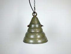 Green Industrial Aluminium Hanging Lamp, 1970s