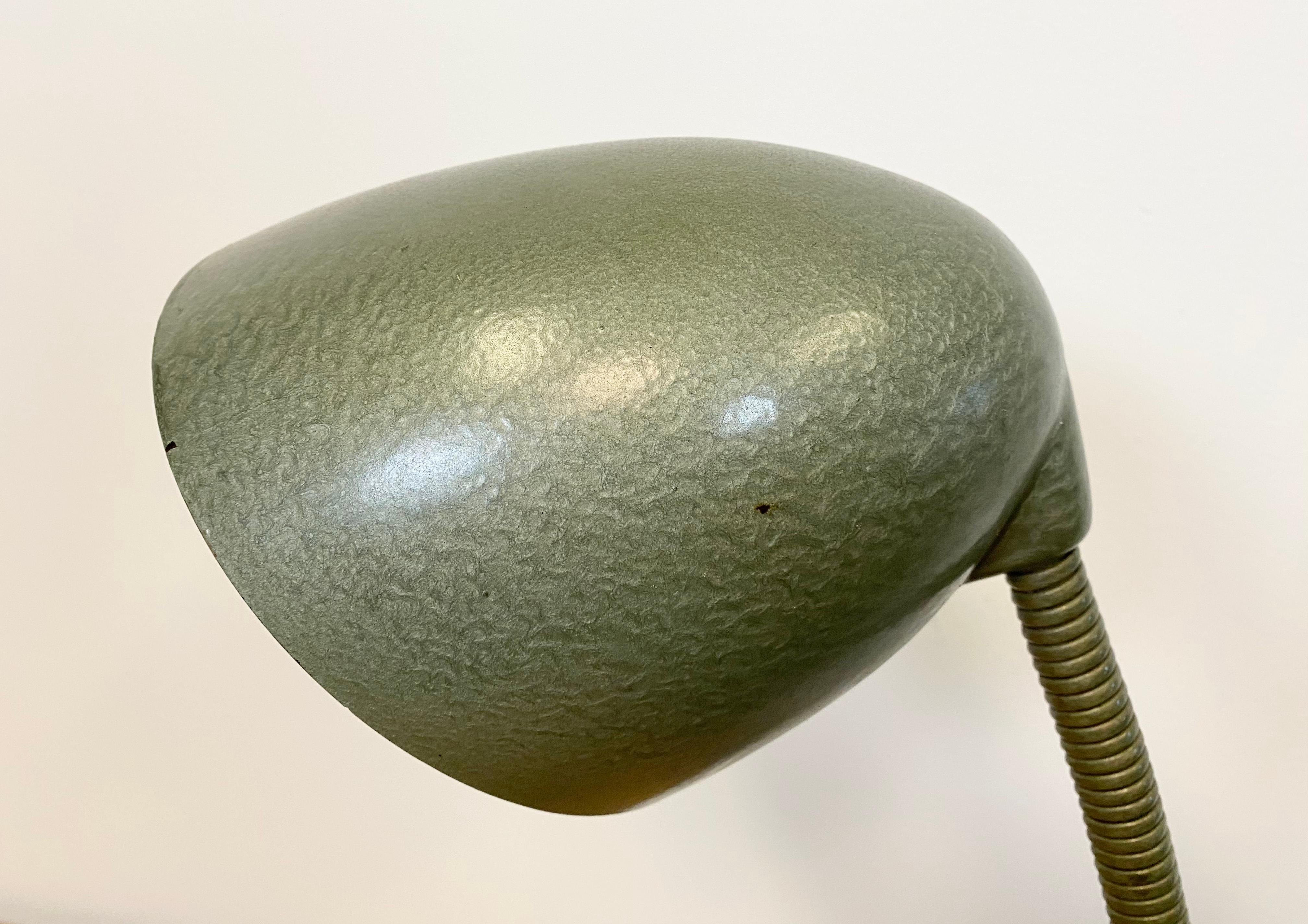 Lacquered Green Industrial Bakelite Gooseneck Table Lamp, 1960s For Sale