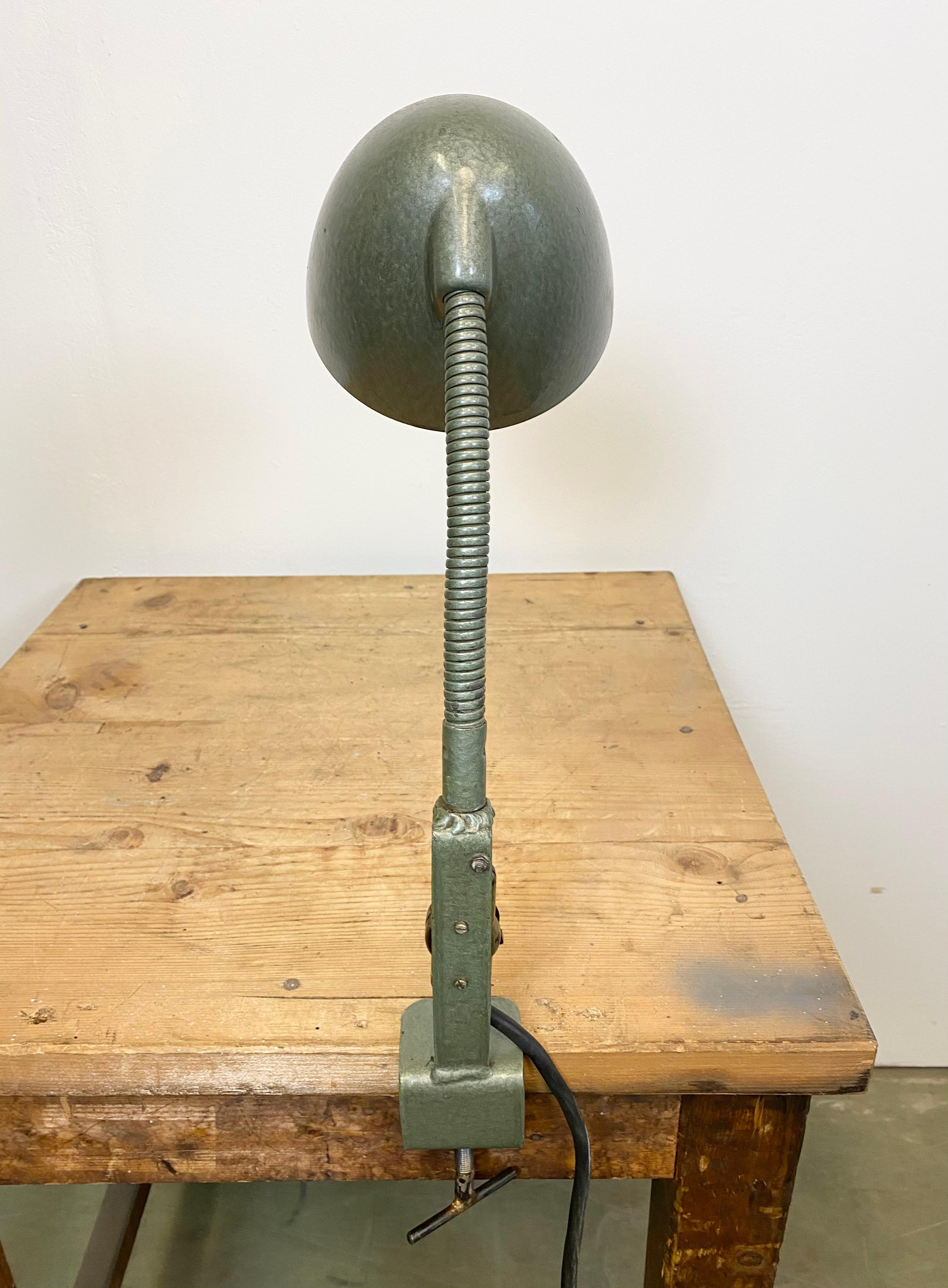Iron Green Industrial Bakelite Gooseneck Table Lamp, 1960s For Sale