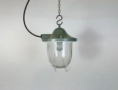 Green Industrial Bunker Cage Light from Polam Gdansk, 1970s