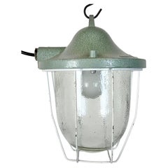 Green Industrial Bunker Cage Light from Polam Gdansk, 1970s