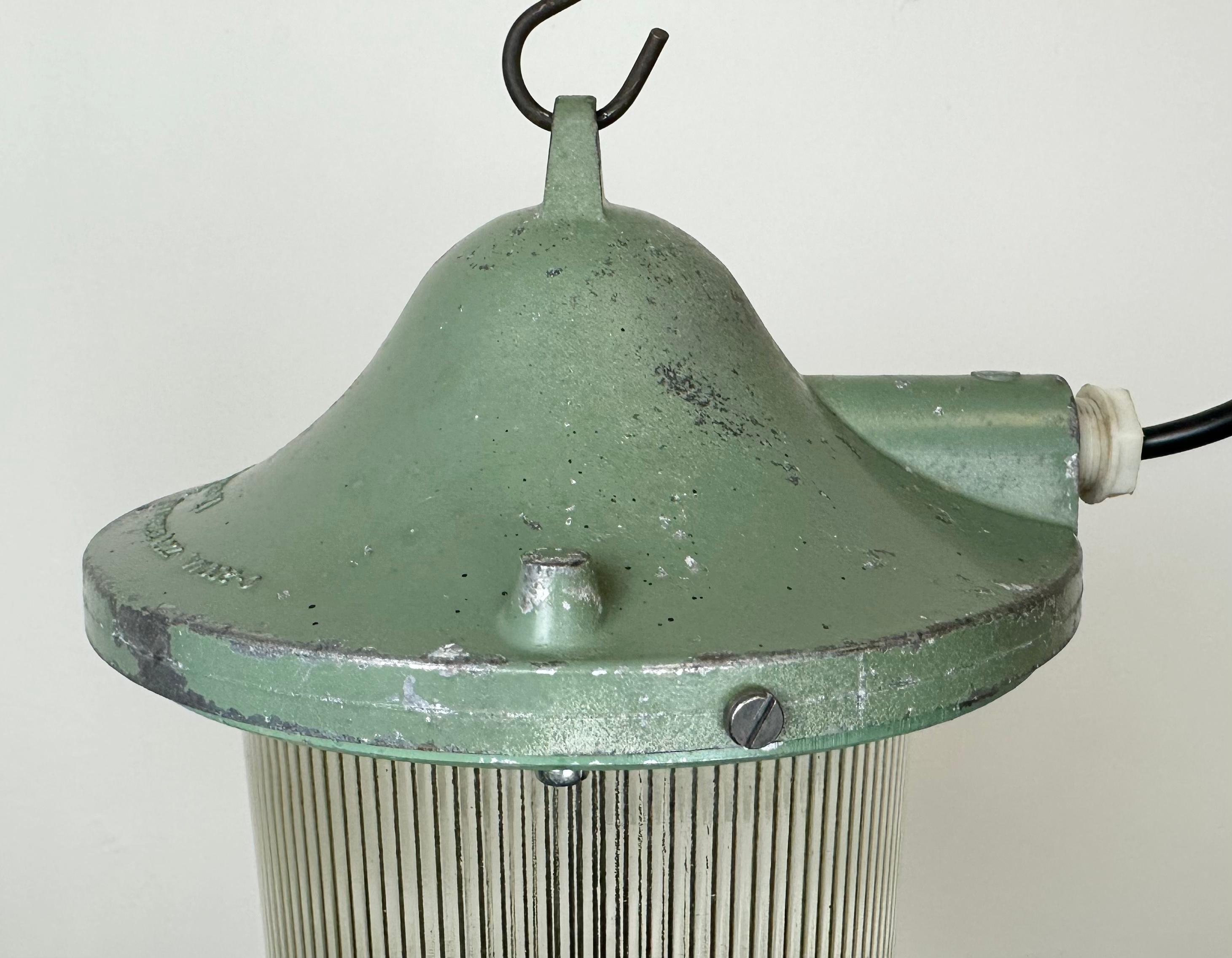 Czech Green Industrial Bunker Light from Polam Gdansk, 1960s For Sale