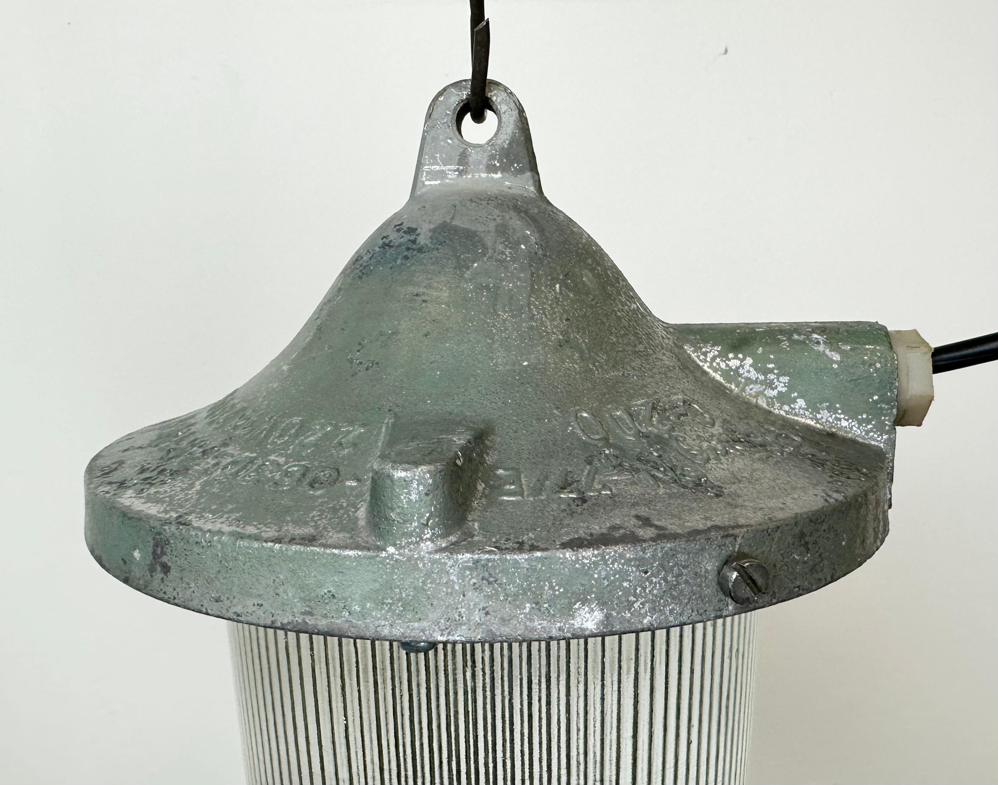 Polish Green Industrial Bunker Light from Polam Gdansk, 1960s For Sale