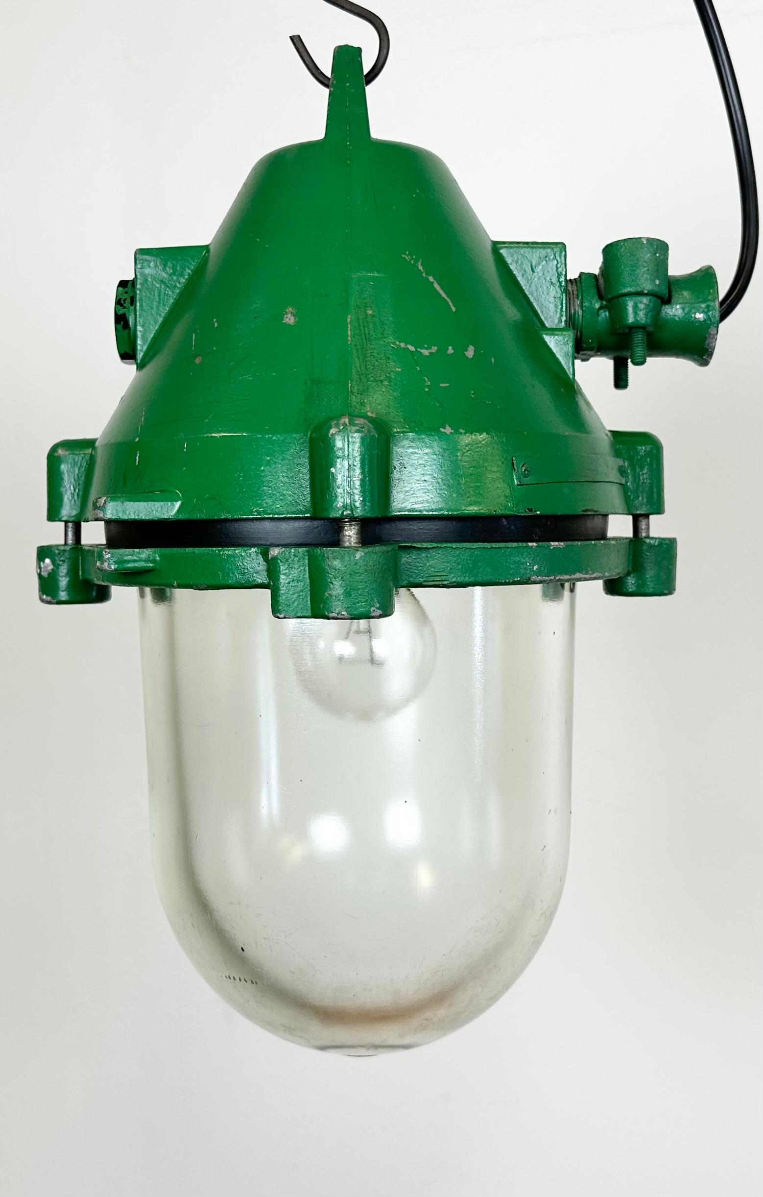 Czech Green Industrial Cast Aluminium Explosion Proof Lamp, 1970s For Sale