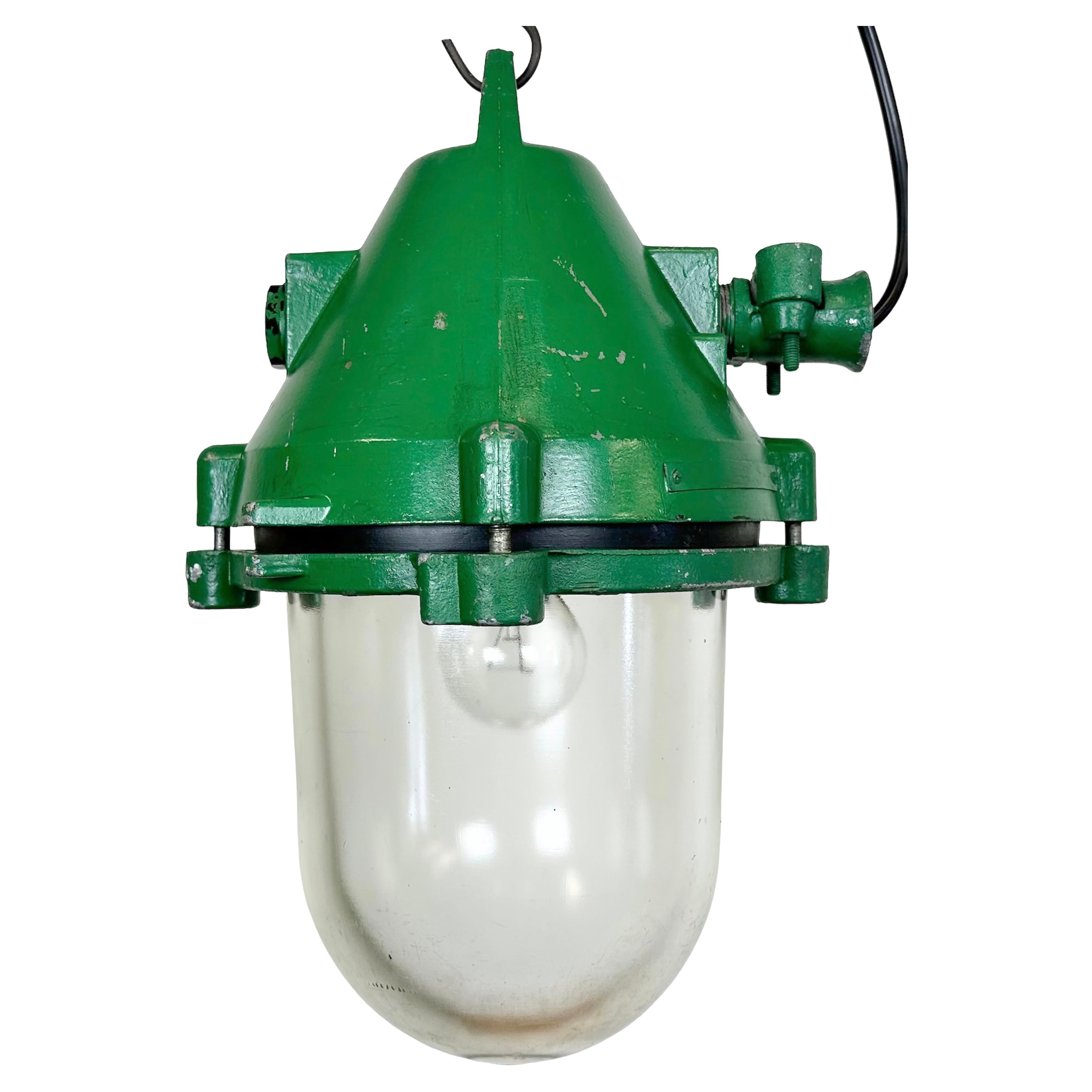 Green Industrial Cast Aluminium Explosion Proof Lamp, 1970s For Sale