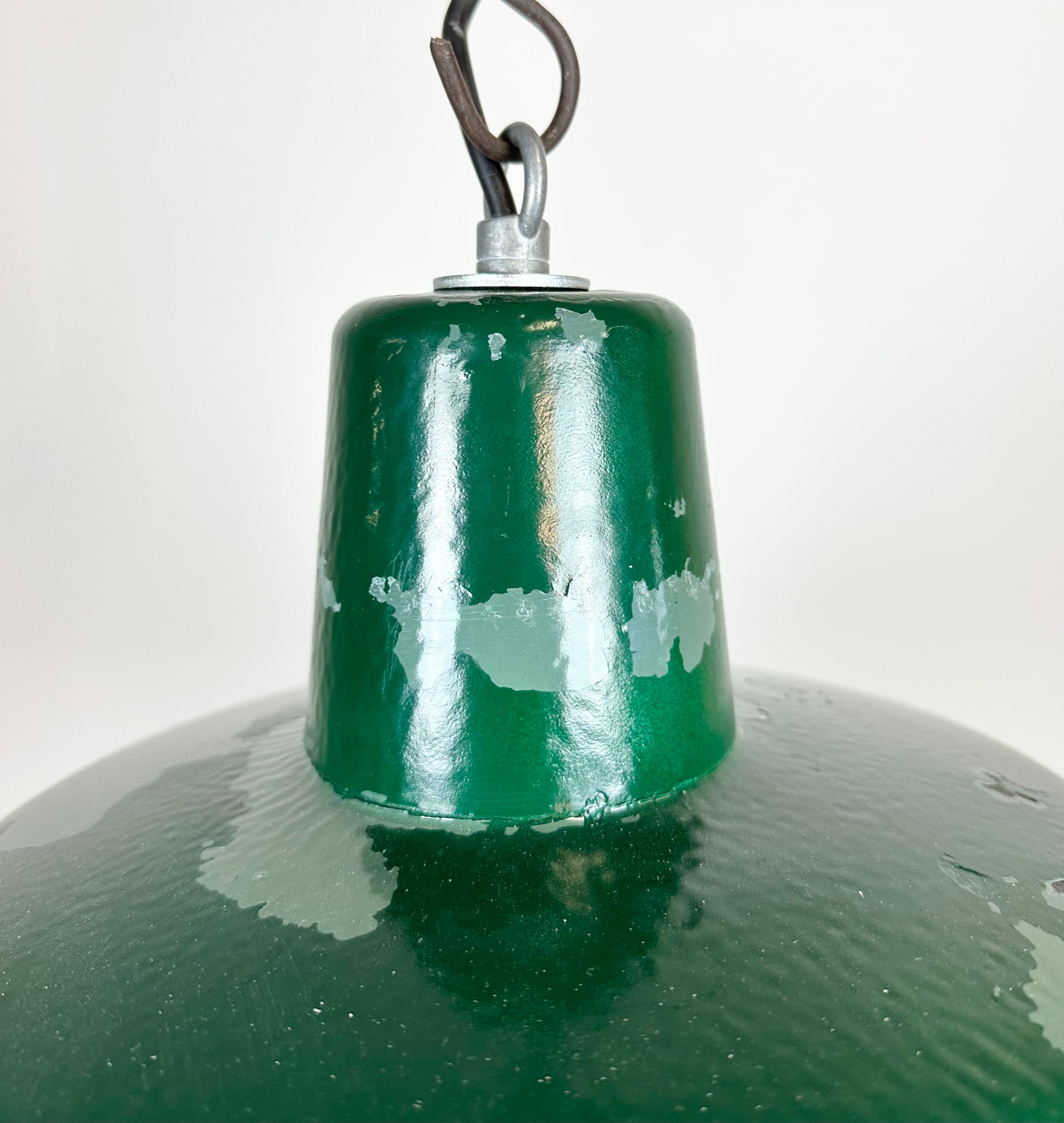 Polish Green Industrial Factory Pendant Lamp, 1960s For Sale