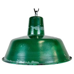 Lampe à suspension industrielle verte, années 1960