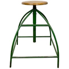 Green Industrial Factory Stool, 1950s