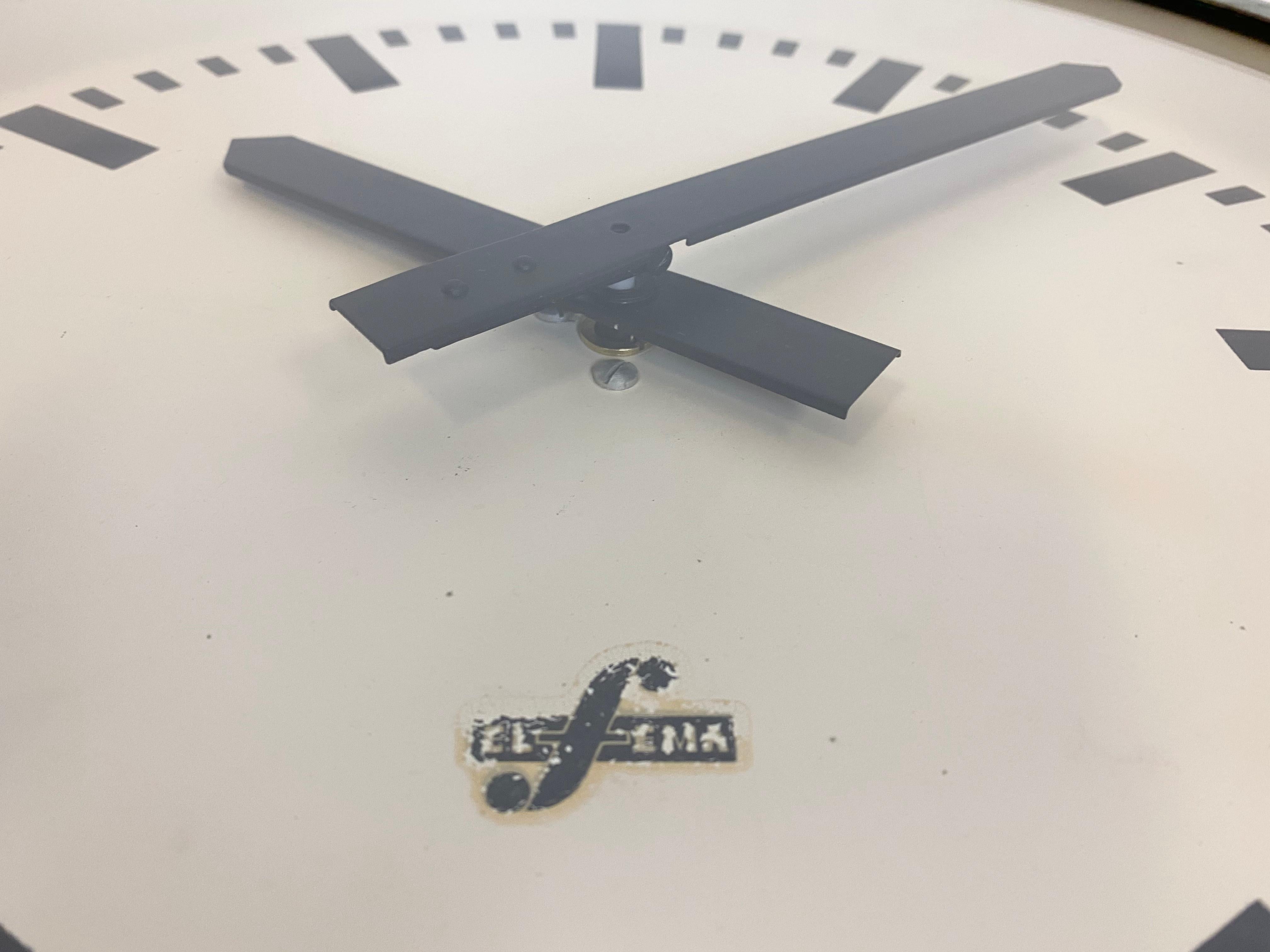 Green Industrial Factory Wall Clock from Elfema, 1960s 3