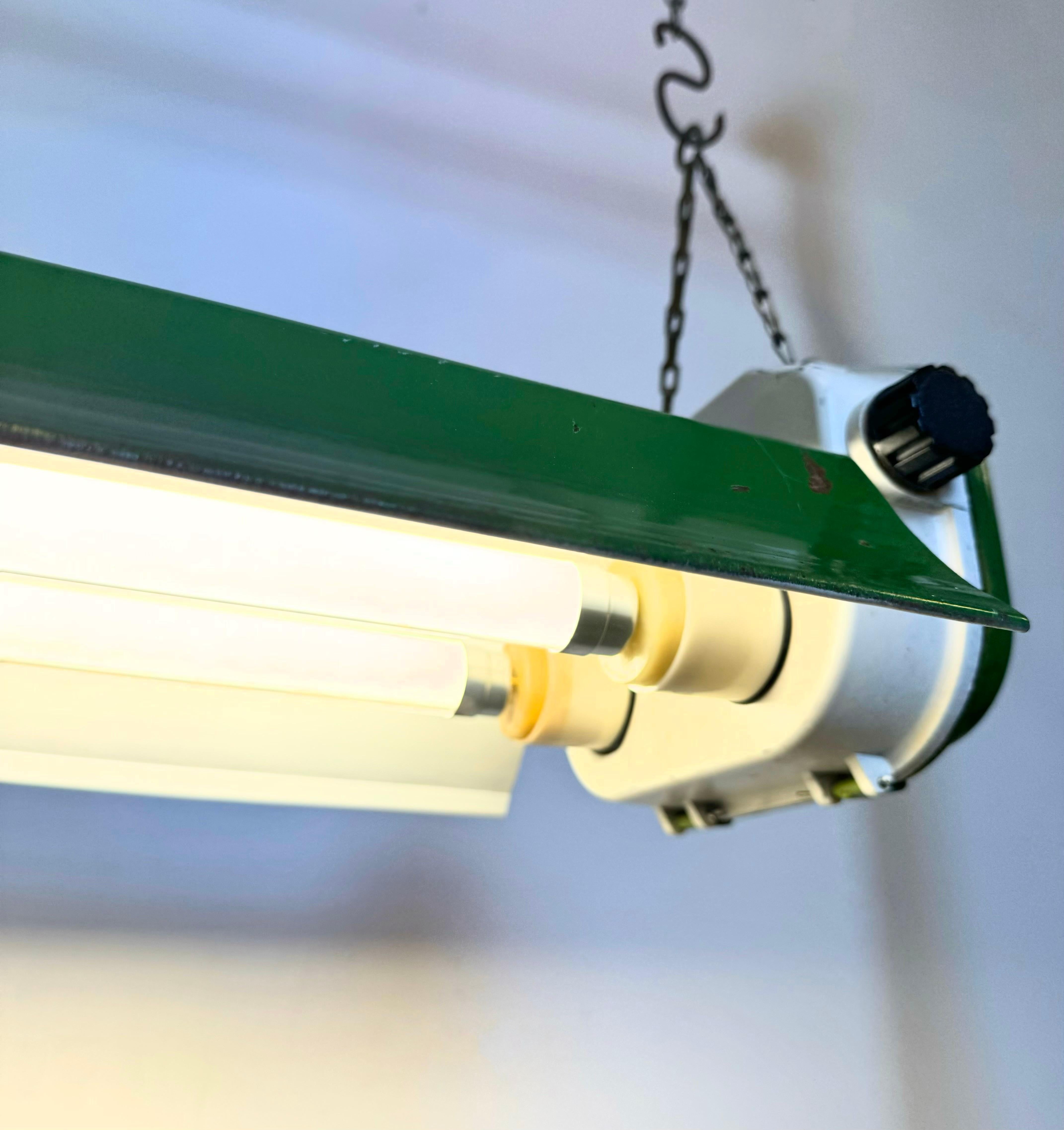Green Industrial Hanging Tube Light , 1970s For Sale 5