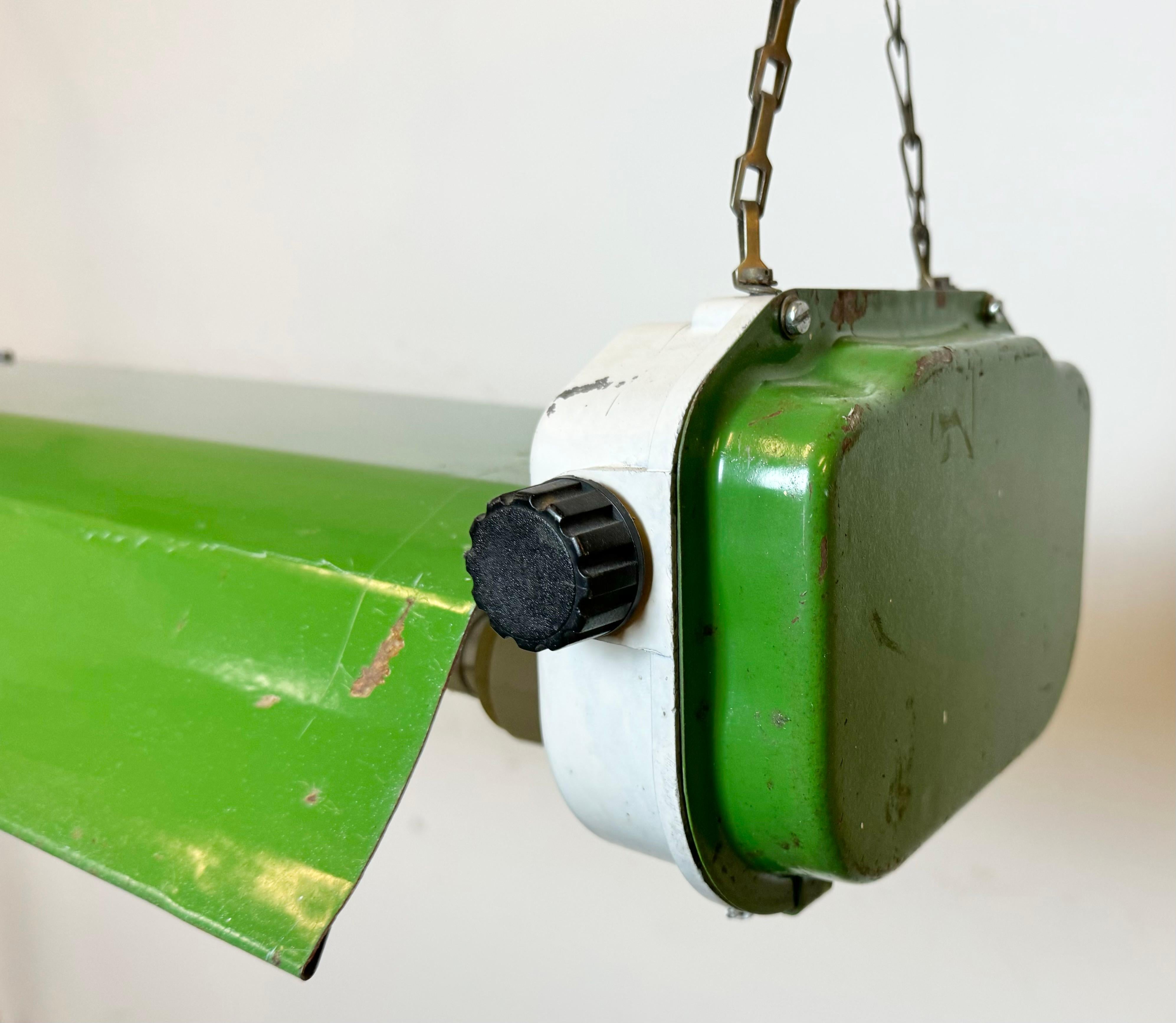 Green Industrial Hanging Tube Light , 1970s In Good Condition For Sale In Kojetice, CZ