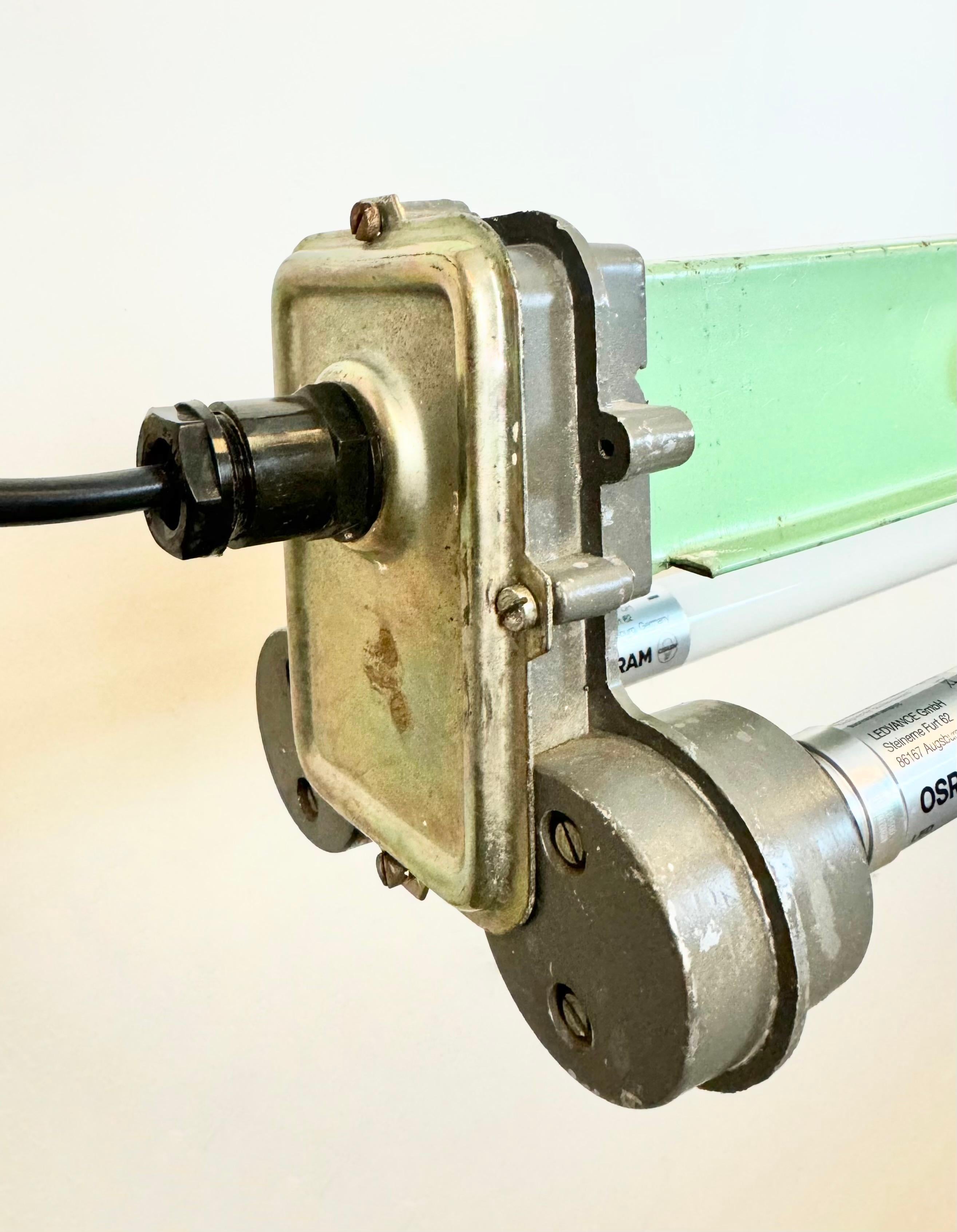 Green Industrial Hanging Tube Light, 1970s In Good Condition In Kojetice, CZ