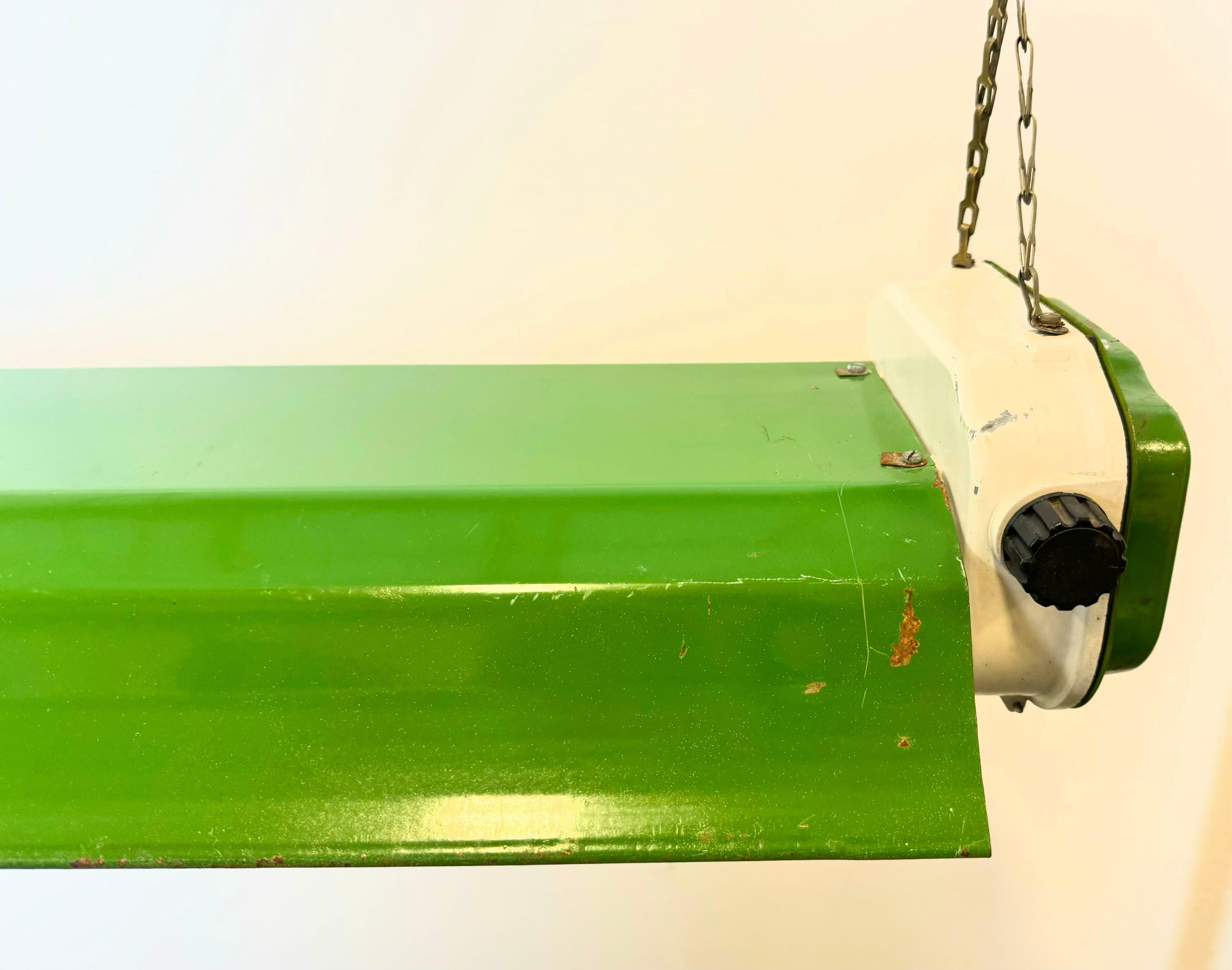 Late 20th Century Green Industrial Hanging Tube Light , 1970s For Sale