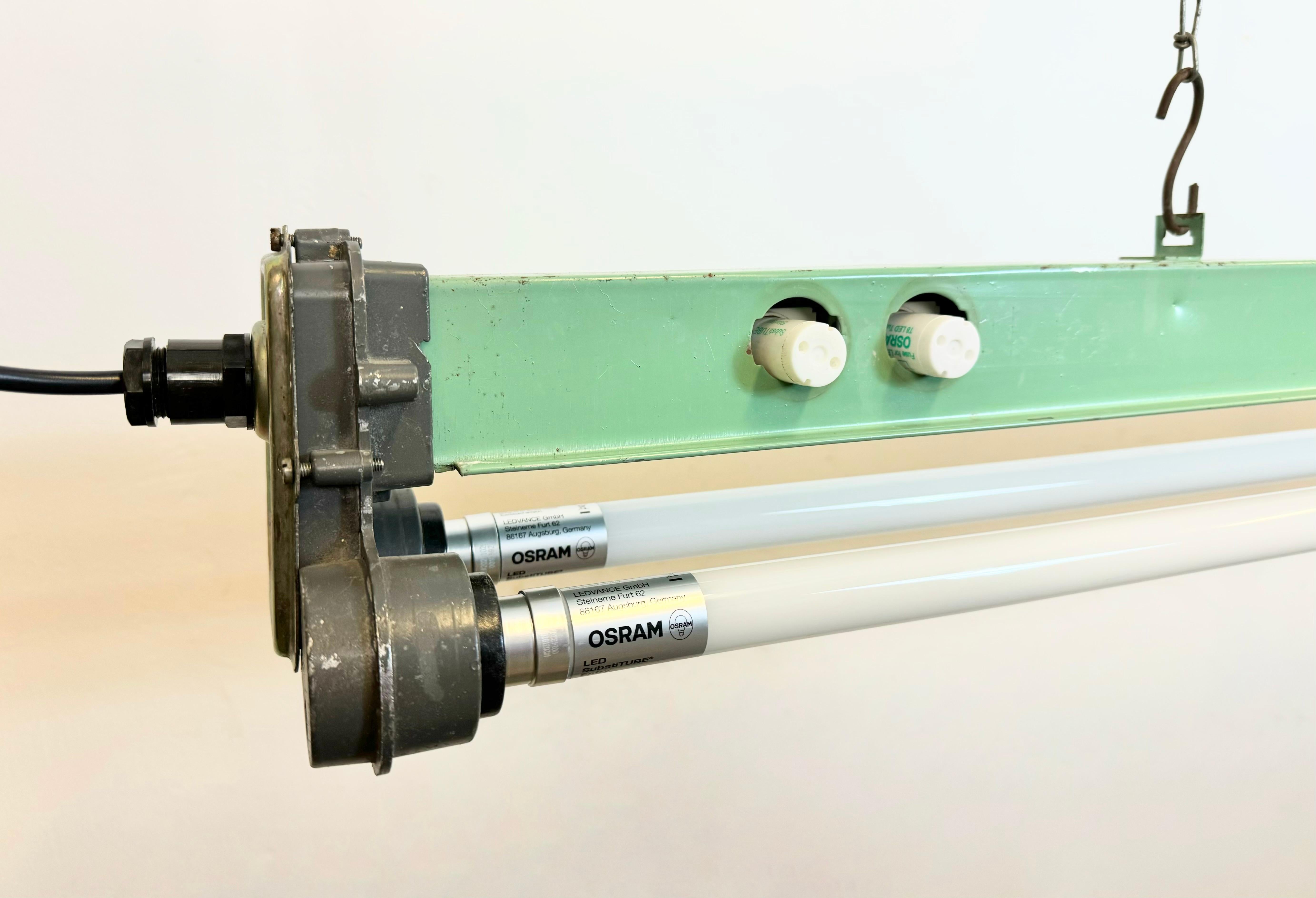 Late 20th Century Green Industrial Hanging Tube Light, 1970s