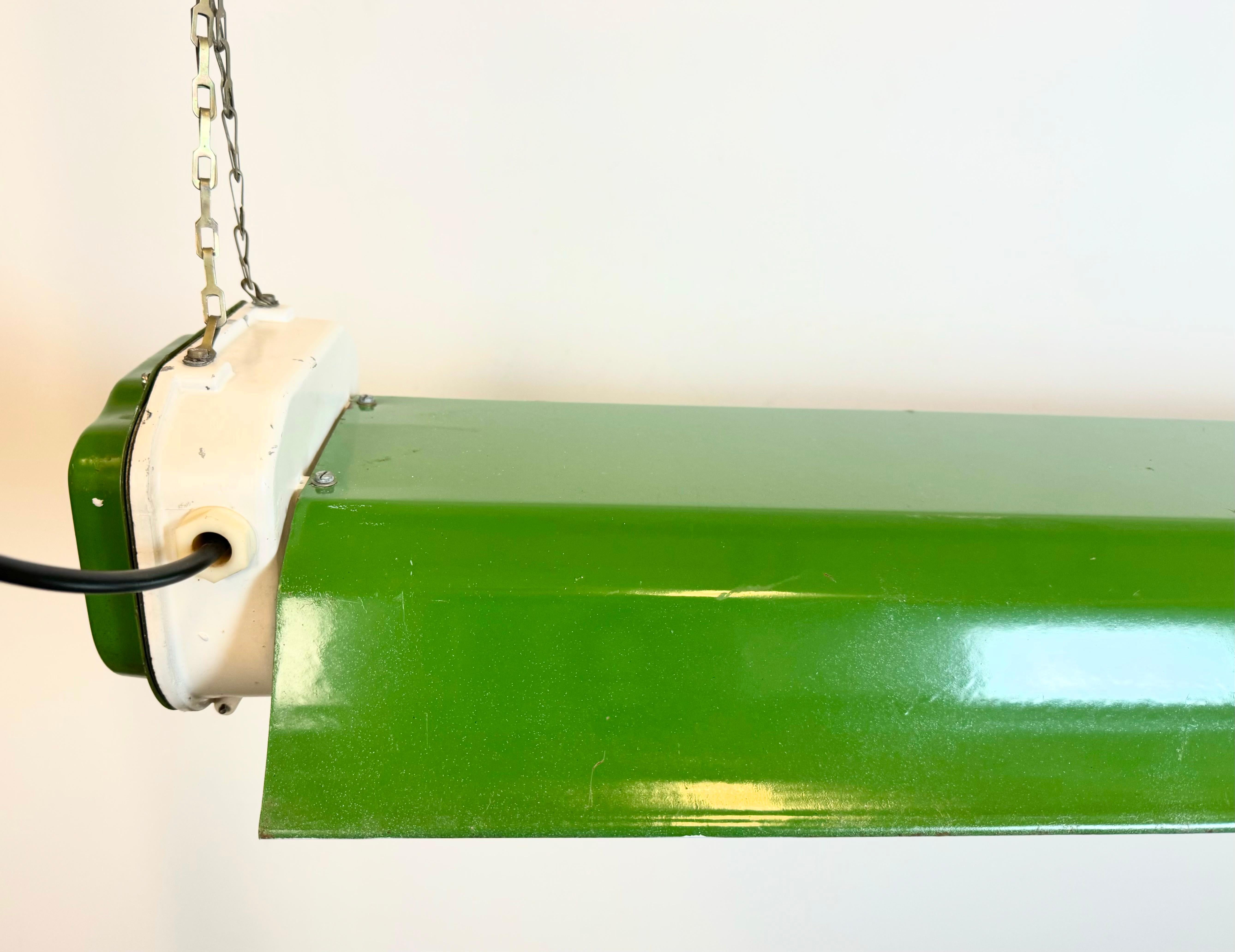 Iron Green Industrial Hanging Tube Light , 1970s For Sale