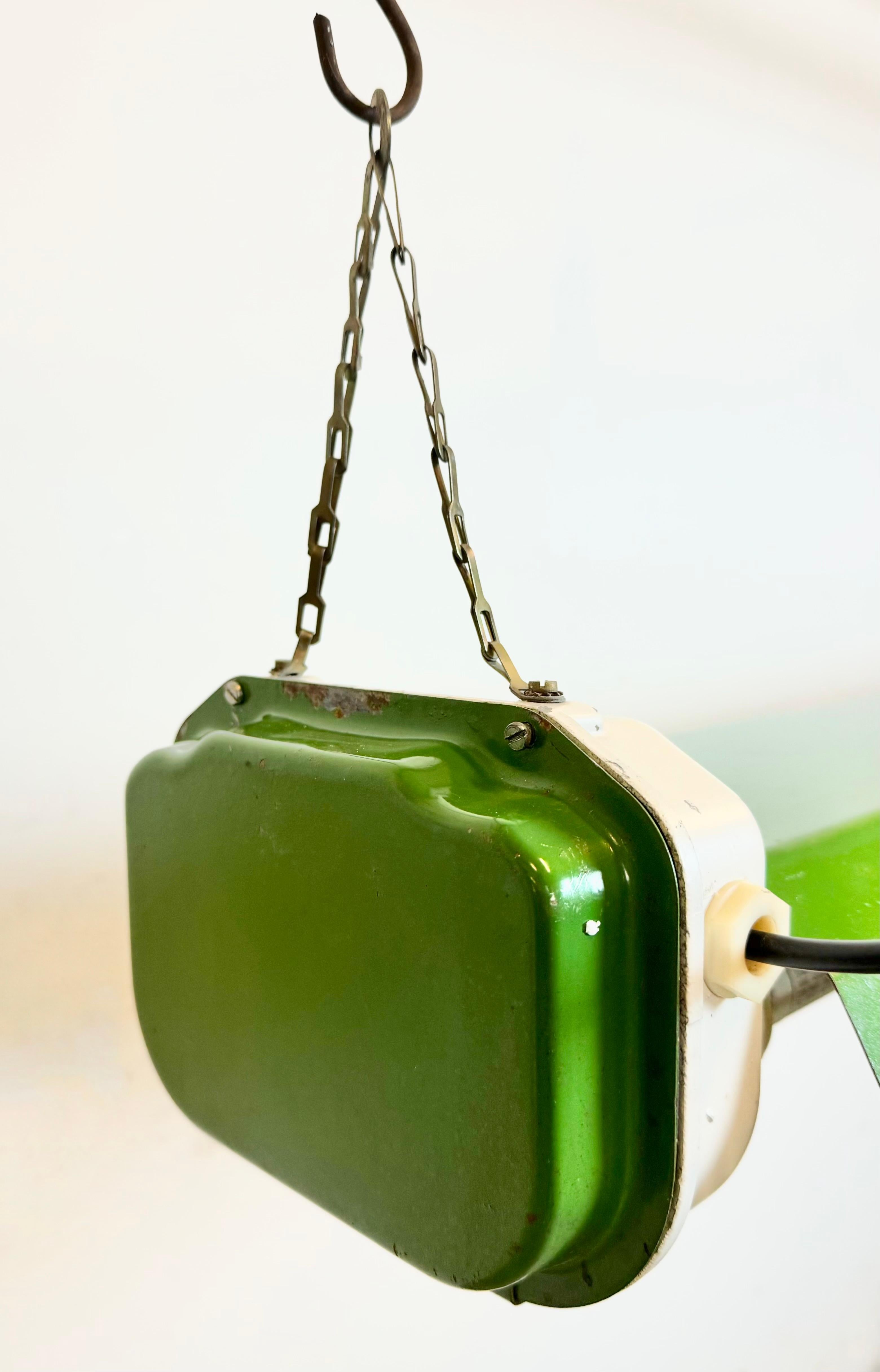 Green Industrial Hanging Tube Light , 1970s For Sale 1
