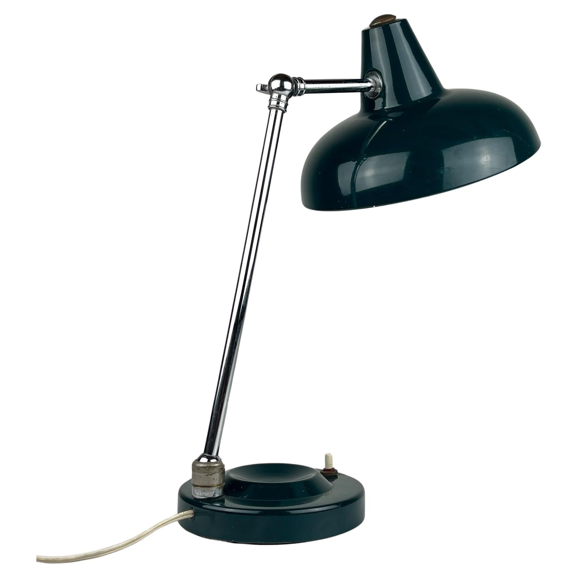 Green Industrial metal desk lamp Italy, 1960s