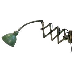 Green Industrial Scissor Wall Lamp, 1960s