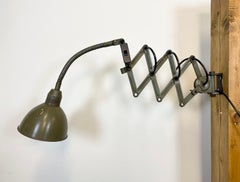 Green Industrial Scissor Wall Lamp from Elektroinstala, 1960s