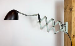 Green Industrial Scissor Wall Lamp from Elektroinstala, 1960s