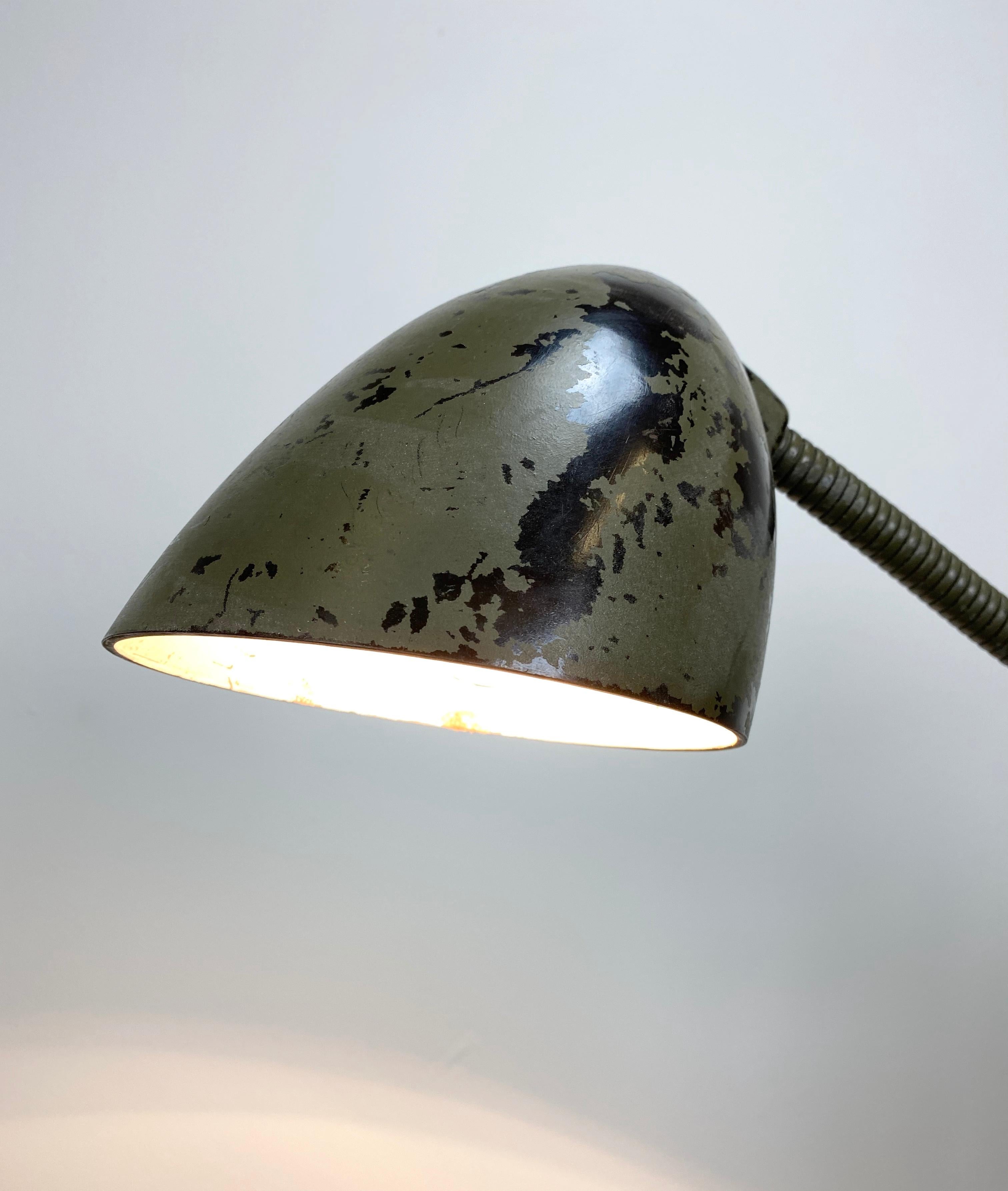 Green Industrial Scissor Wall Lamp from Elektroinstala, 1960s 3