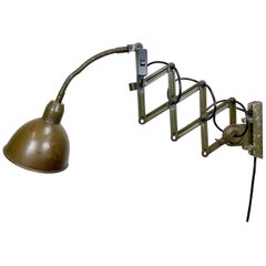 Green Industrial Scissor Wall Lamp from Elektroinstala, 1960s