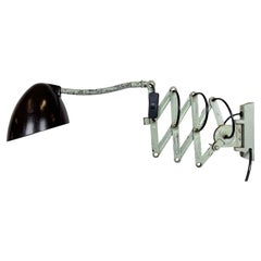 Green Industrial Scissor Wall Lamp from Elektroinstala, 1960s