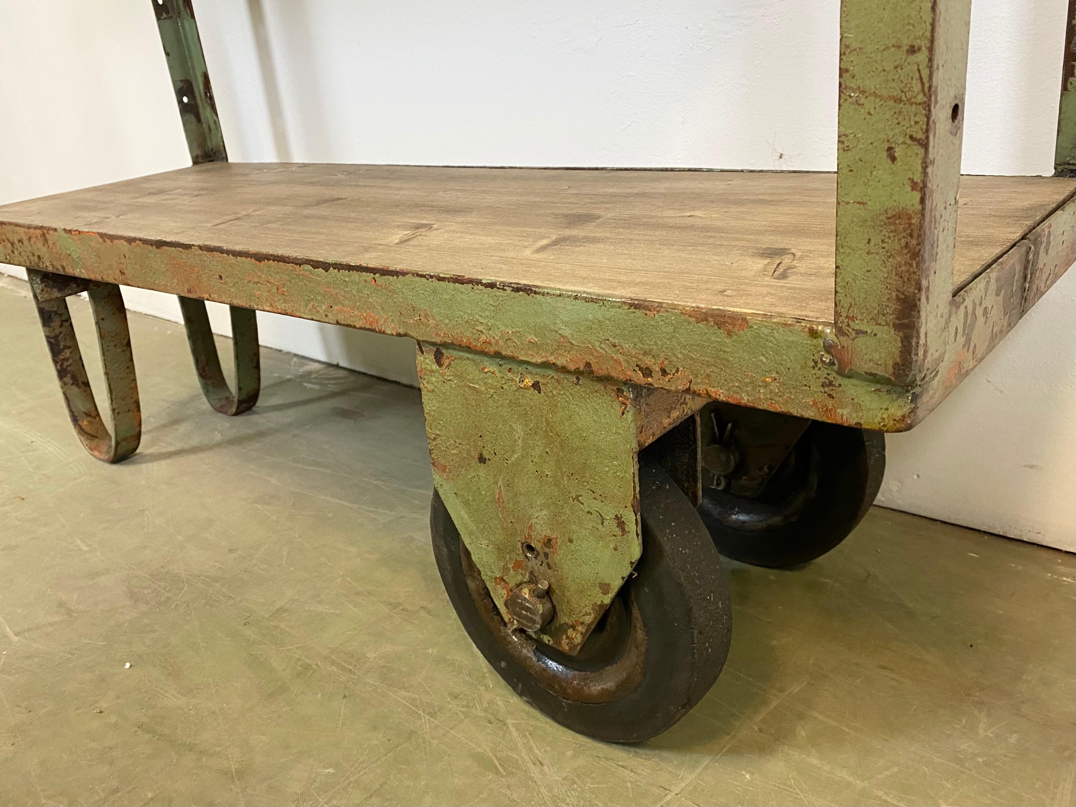 Green Industrial Shelf with Wheels, 1960s 4