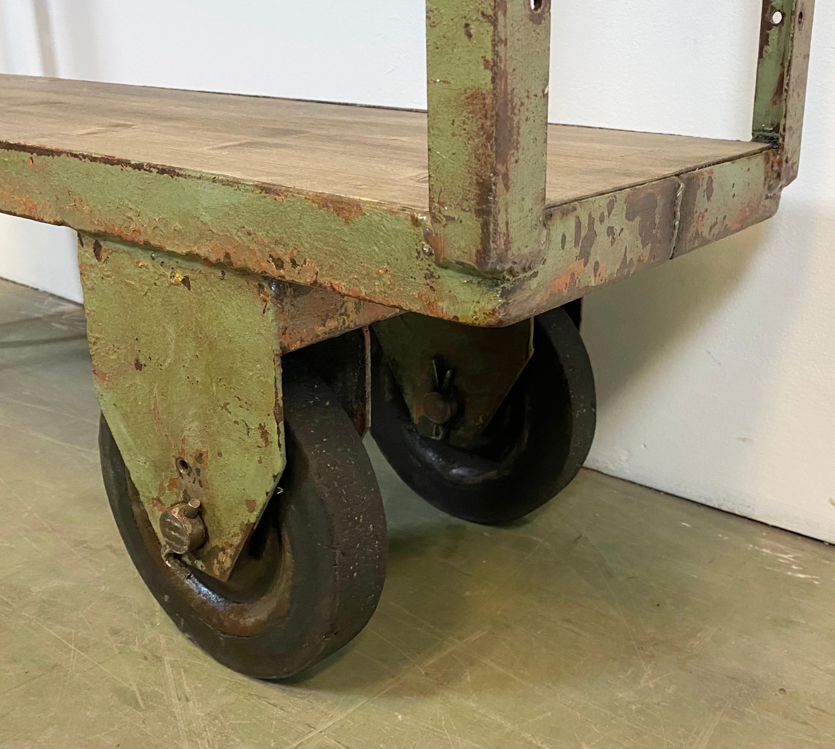 Green Industrial Shelf with Wheels, 1960s 3