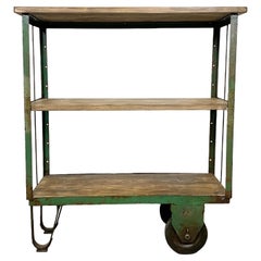 Green Industrial Shelf with Wheels, 1960s