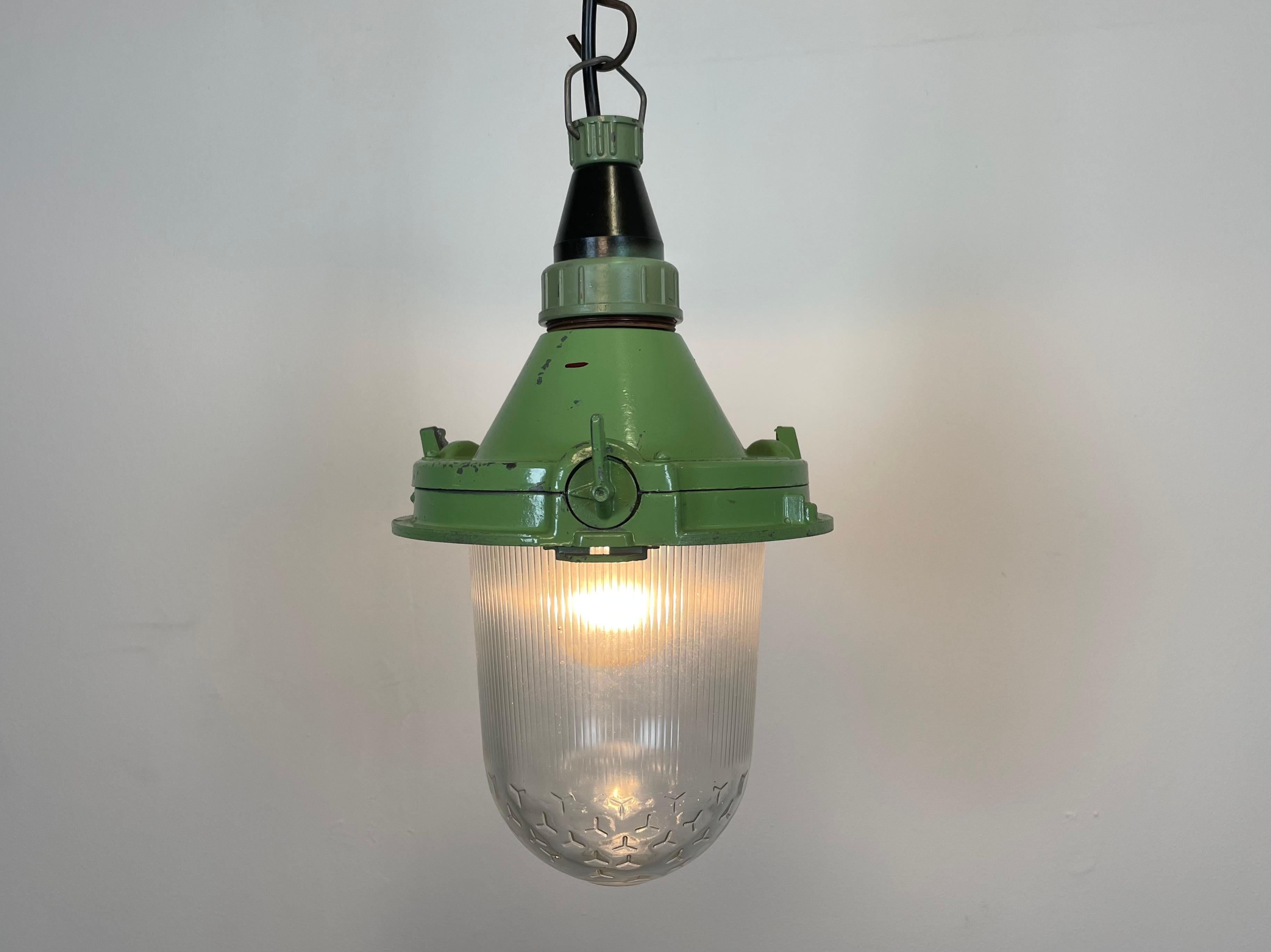 Green Industrial Soviet Pendant Lamp, 1960s 4