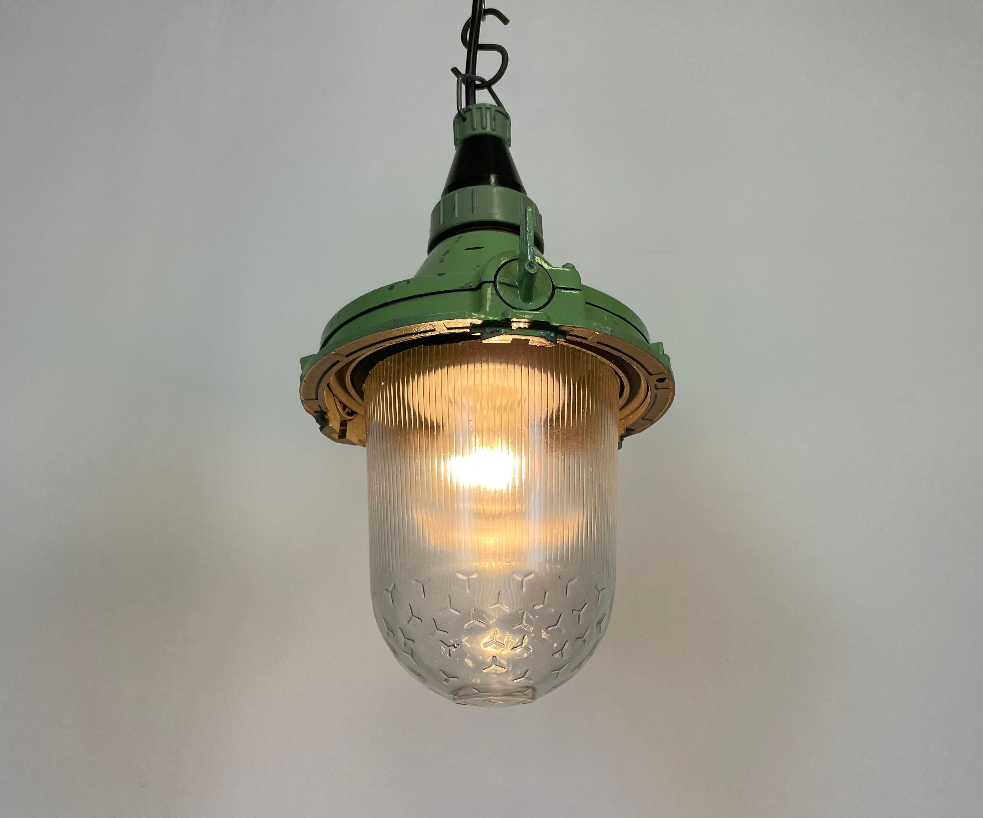 Green Industrial Soviet Pendant Lamp, 1960s 5