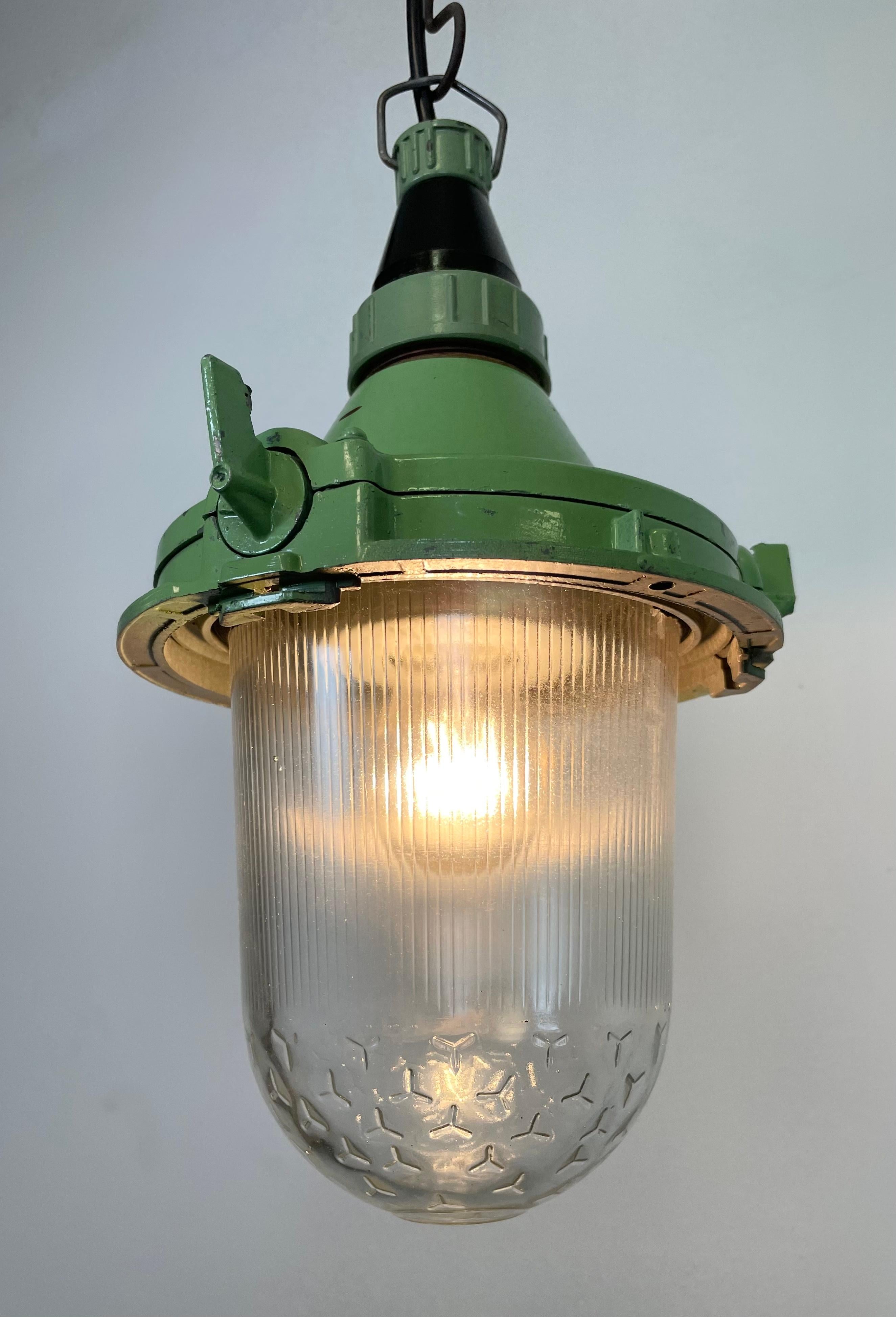 Green Industrial Soviet Pendant Lamp, 1960s 7