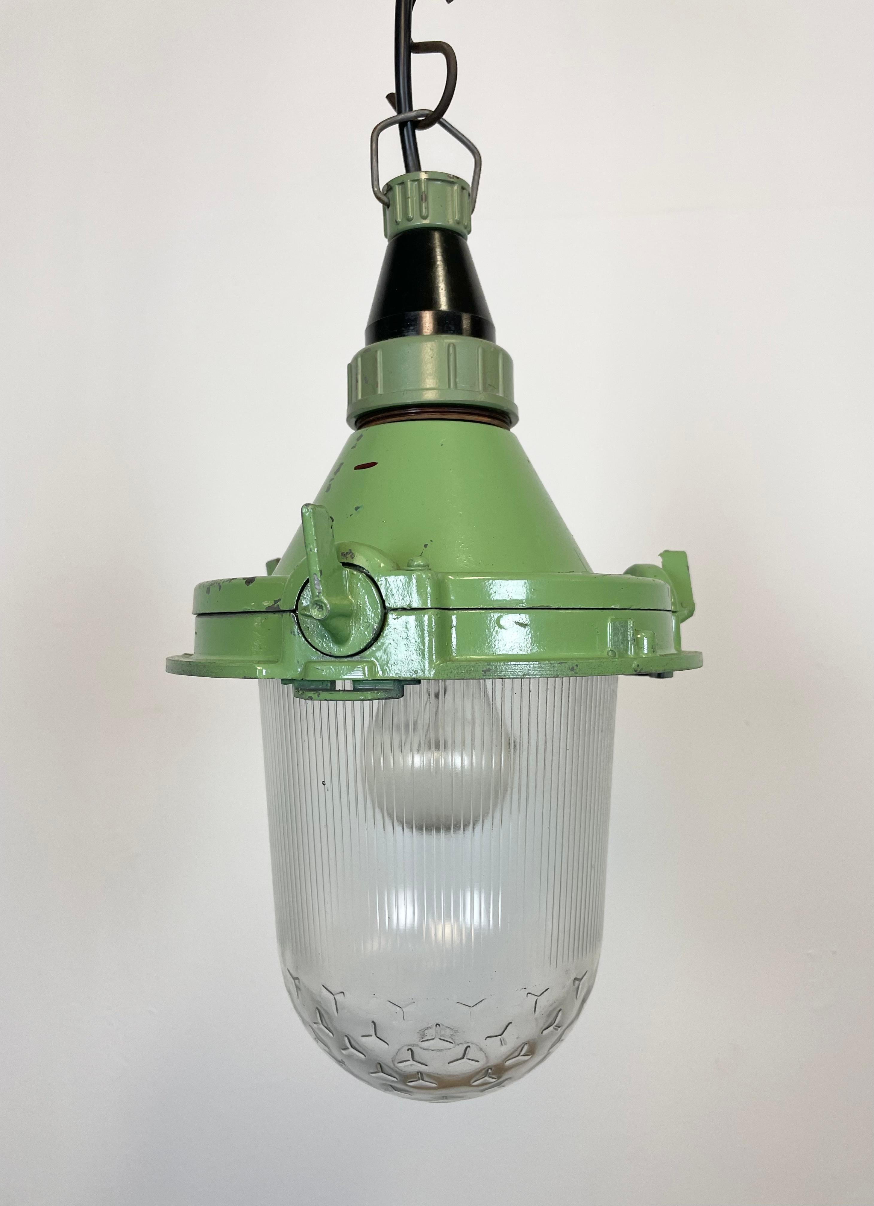 Russian Green Industrial Soviet Pendant Lamp, 1960s