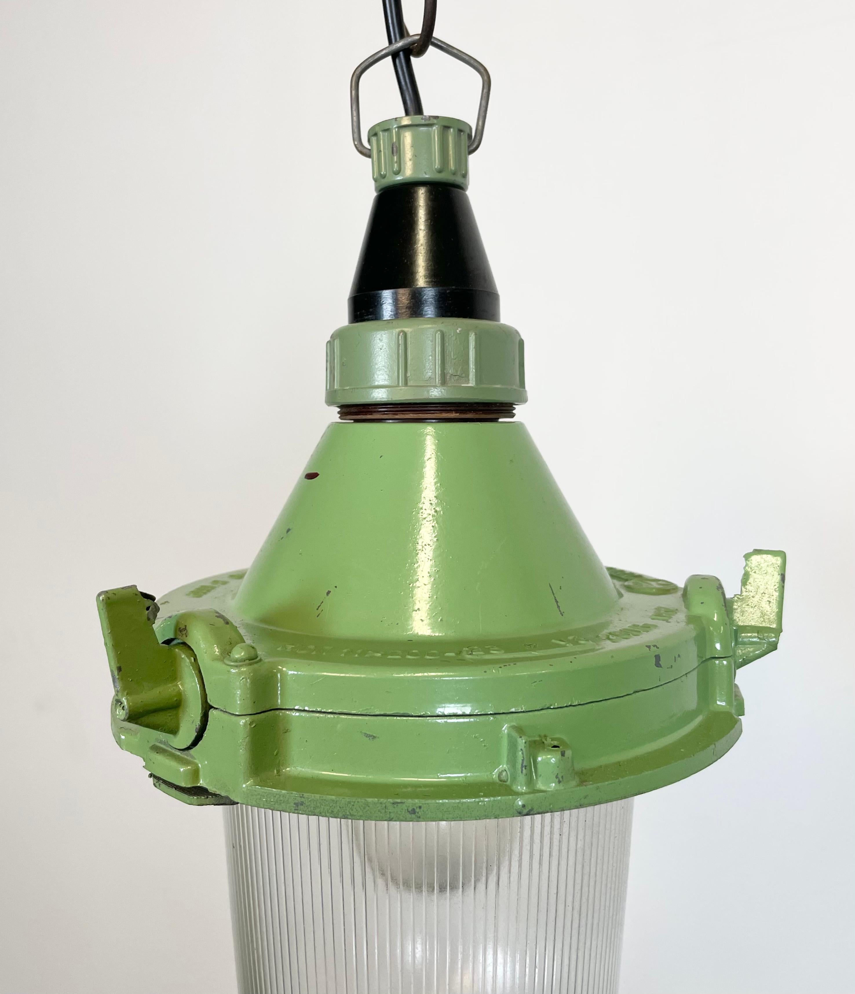 Lacquered Green Industrial Soviet Pendant Lamp, 1960s