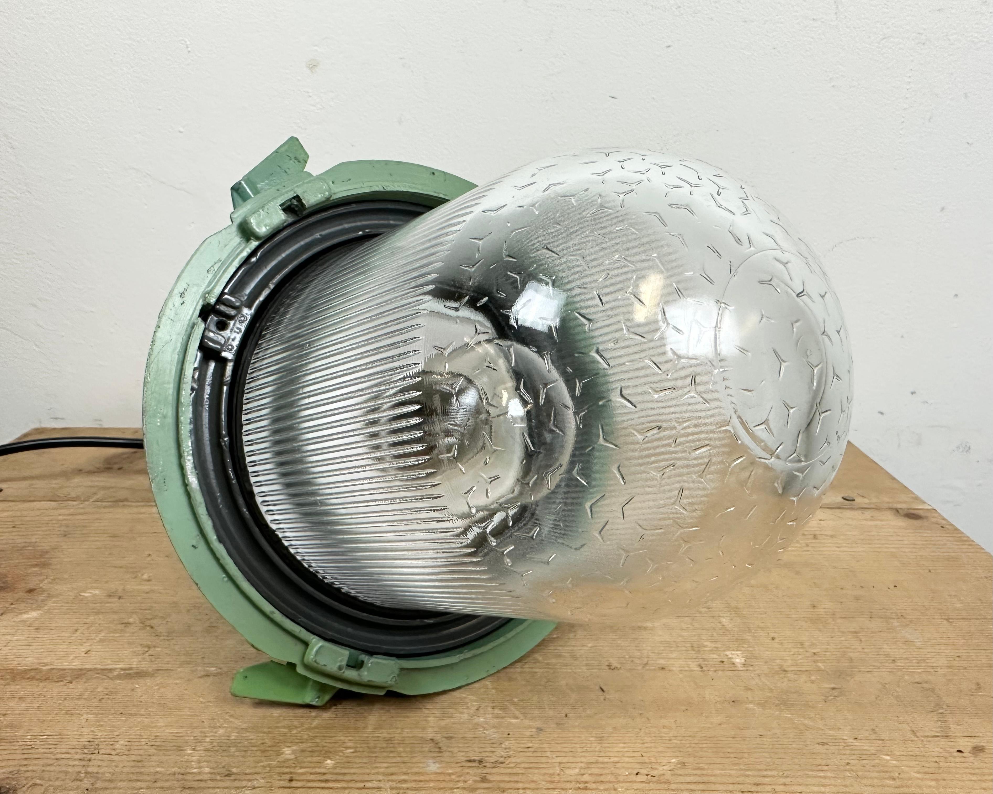 Green Industrial Soviet Pendant Light, 1960s For Sale 7