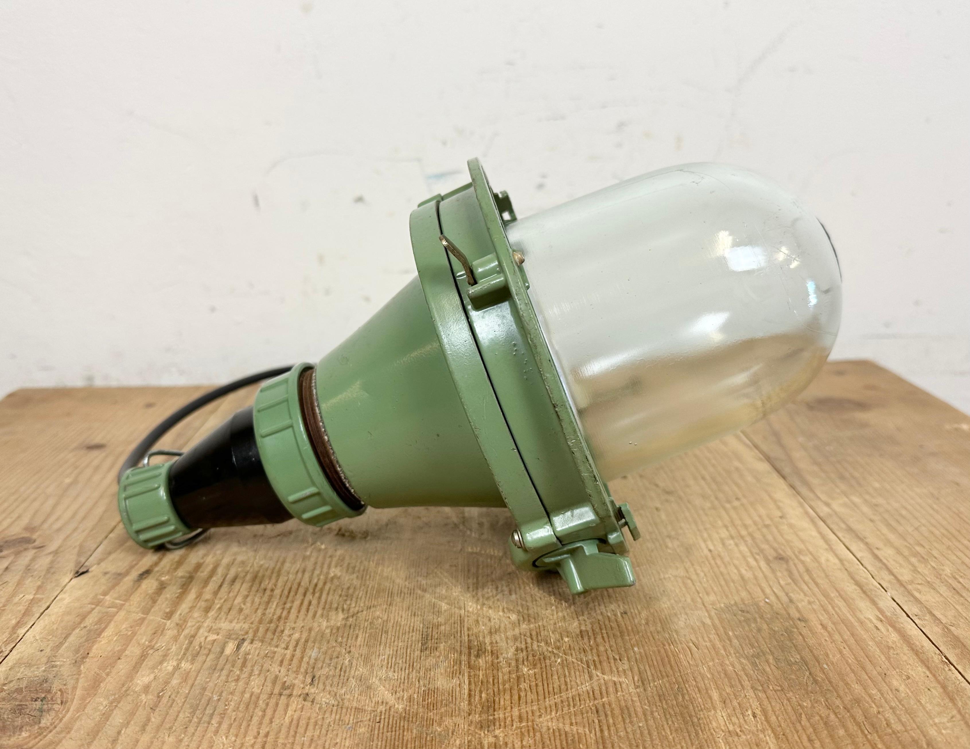 Green Industrial Soviet Pendant Light, 1960s For Sale 9
