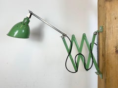 Green Industrial Swedish Scissor Wall Lamp, 1960s