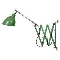 Green Industrial Swedish Scissor Wall Lamp, 1960s