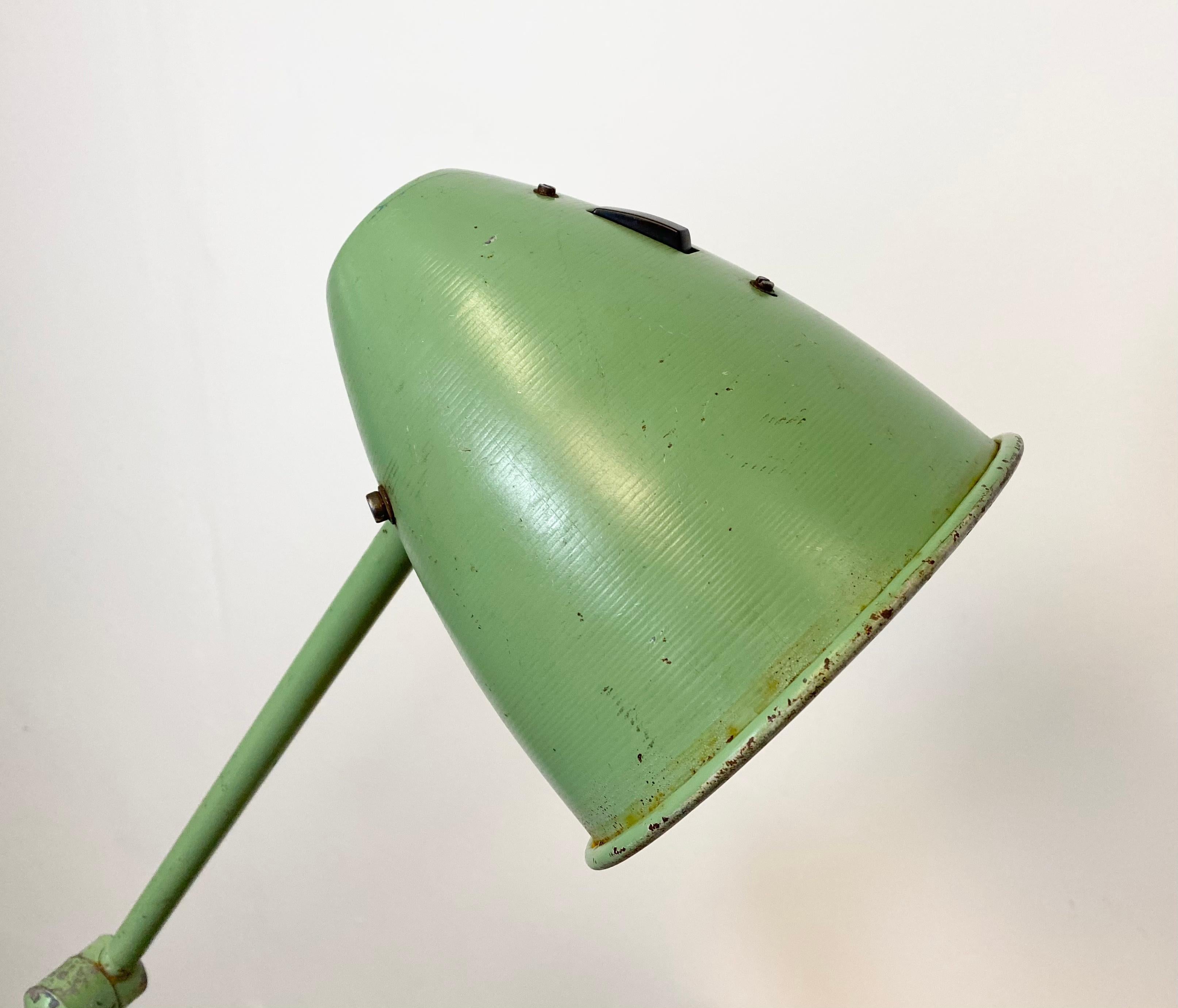 Czech Green Industrial Table Lamp, 1960s
