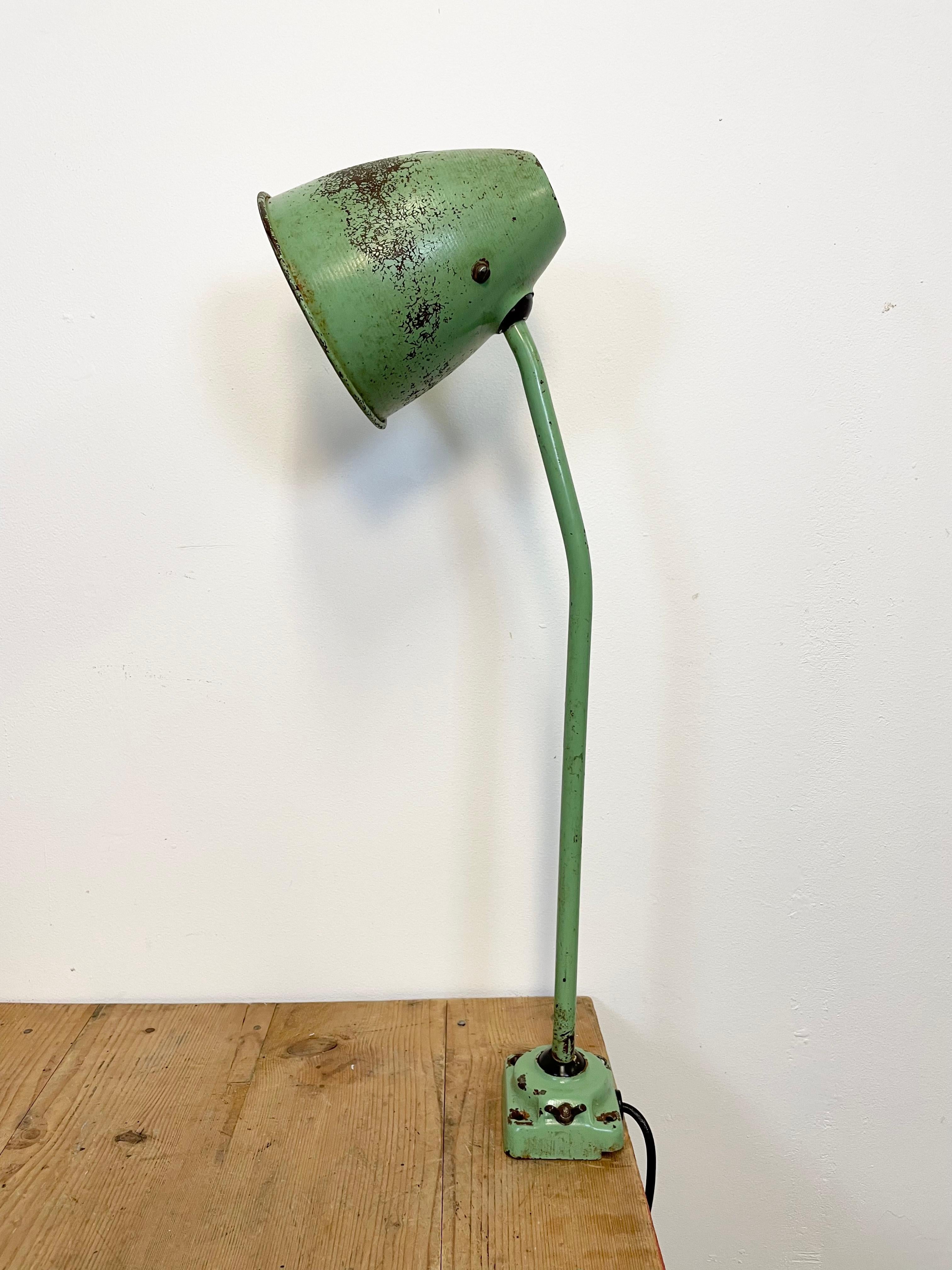 Czech Green Industrial Table Lamp, 1960s For Sale