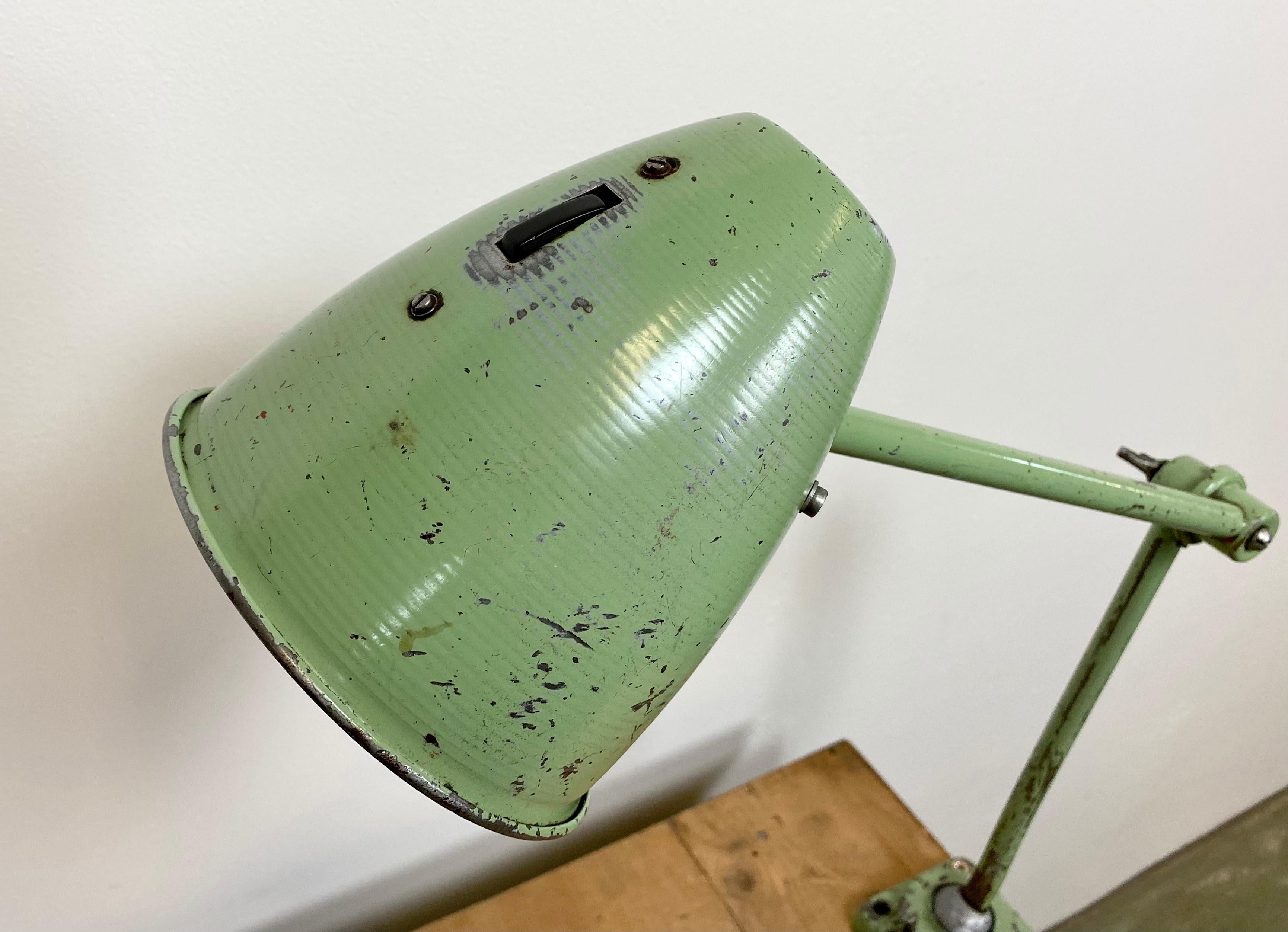 Green Industrial Table Lamp, 1960s In Good Condition In Kojetice, CZ