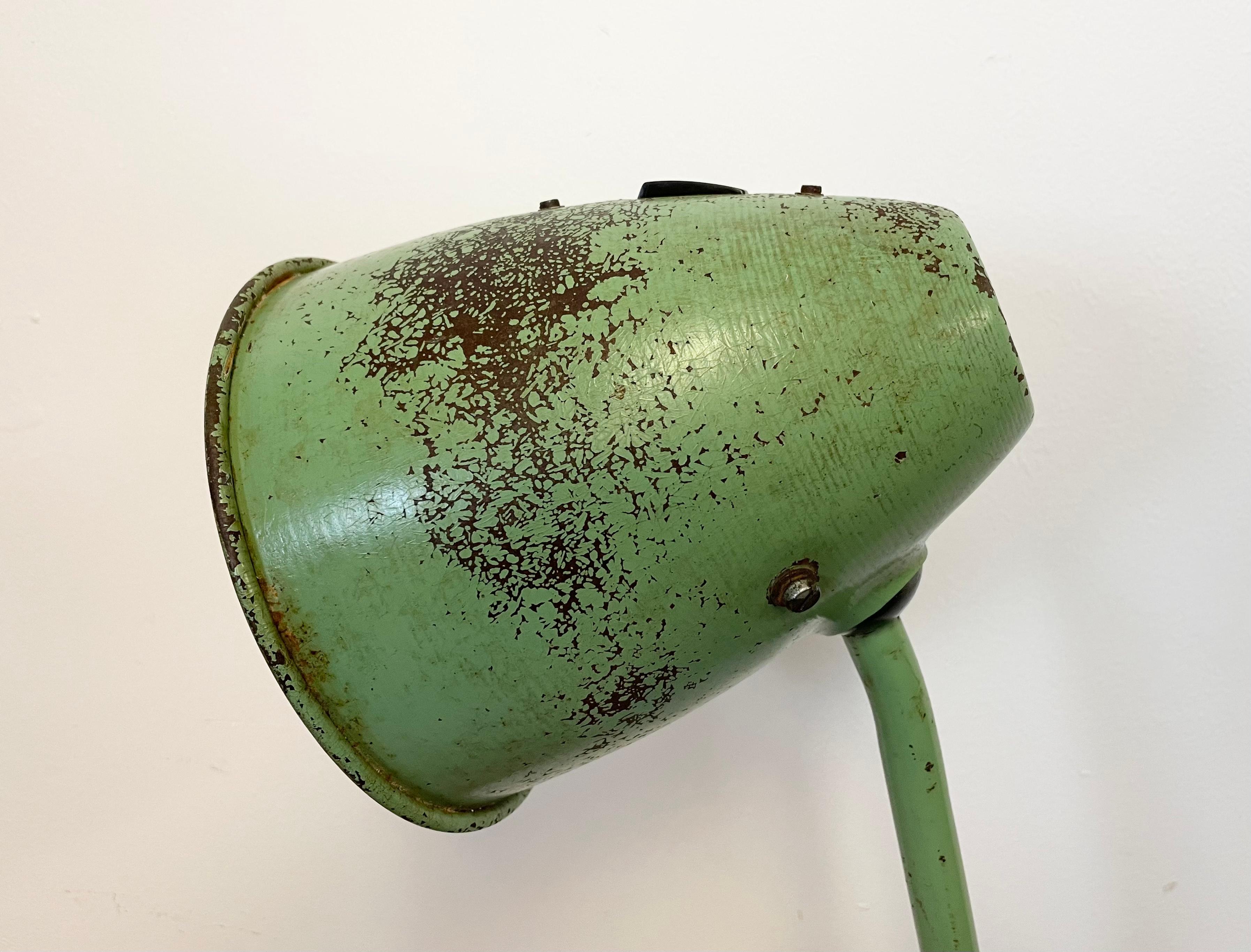 Painted Green Industrial Table Lamp, 1960s For Sale