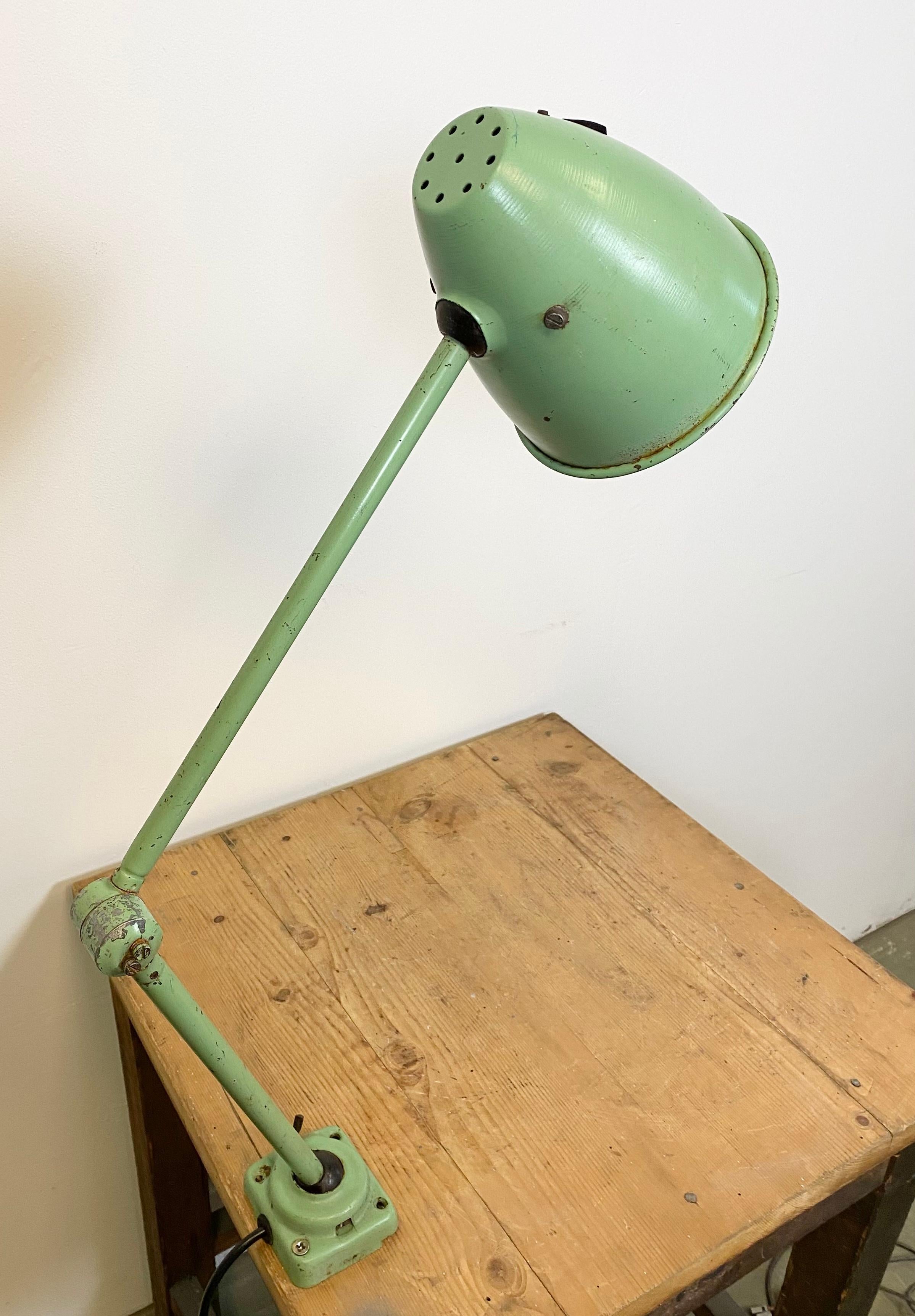 Green Industrial Table Lamp, 1960s In Good Condition In Kojetice, CZ