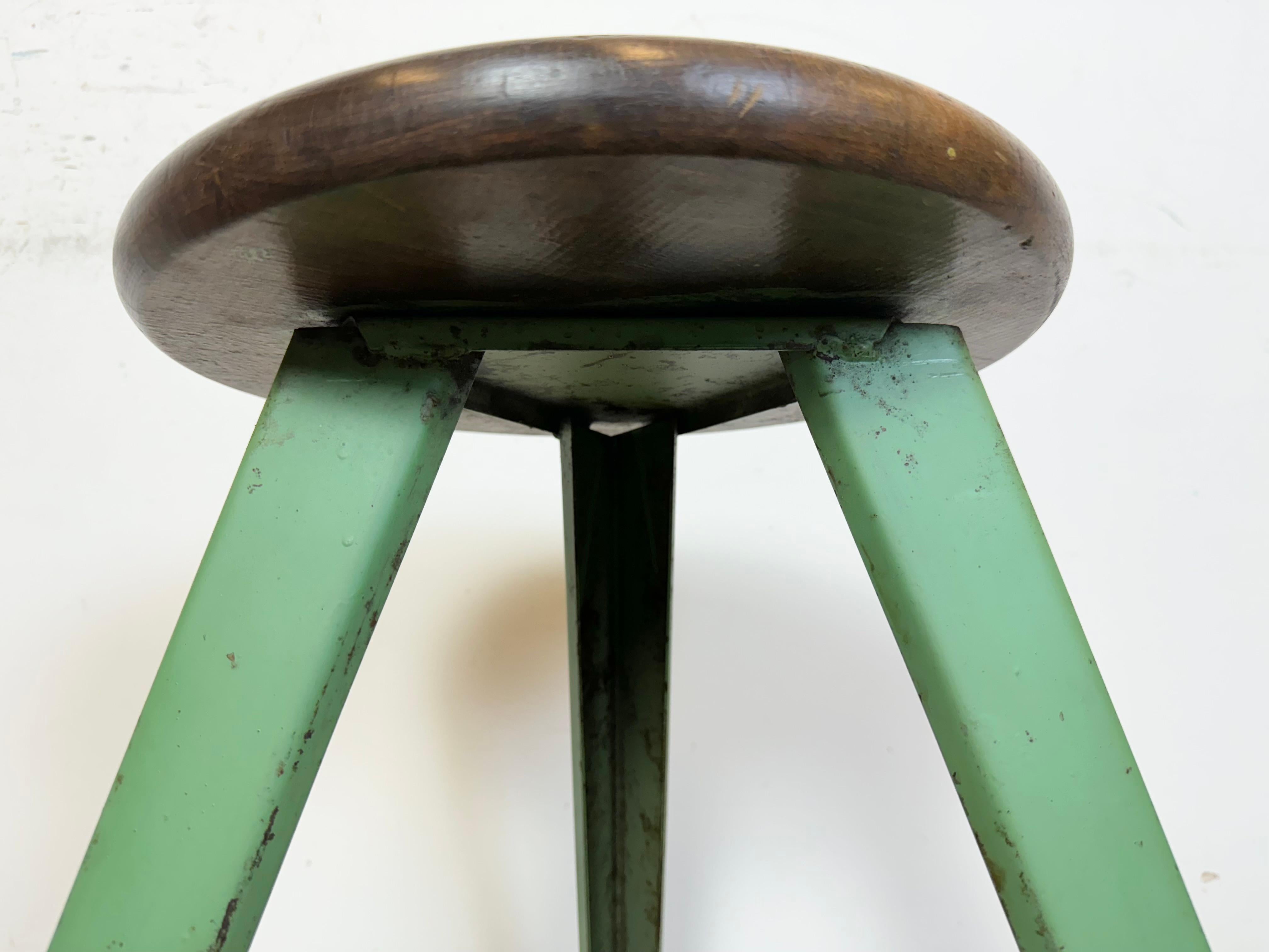 Green Industrial Workshop Stool, 1960s For Sale 9