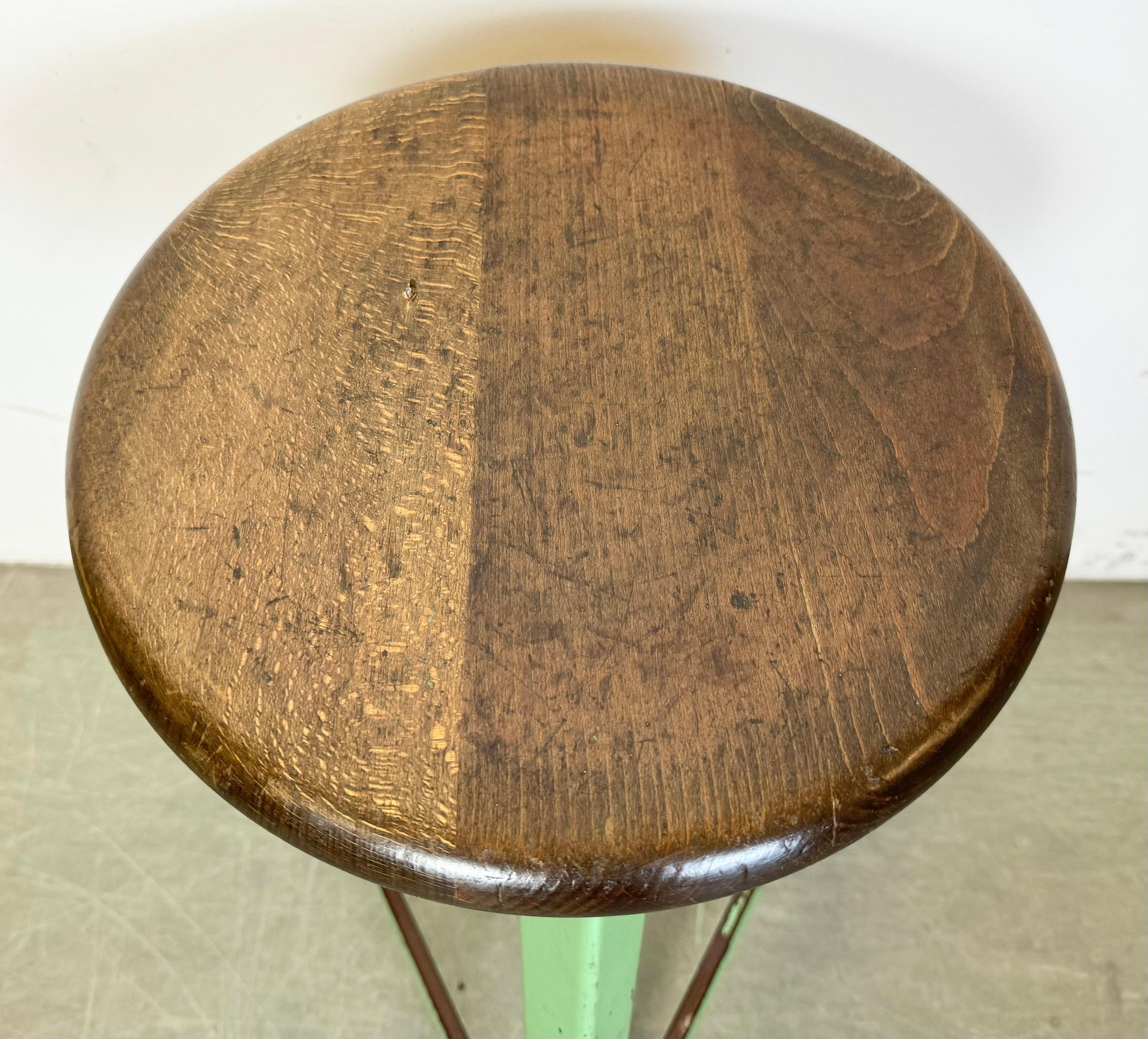Iron Green Industrial Workshop Stool, 1960s For Sale