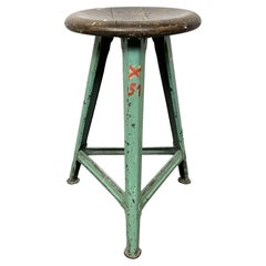 Grüner industrieller Werkstatthocker, 1960er-Jahre