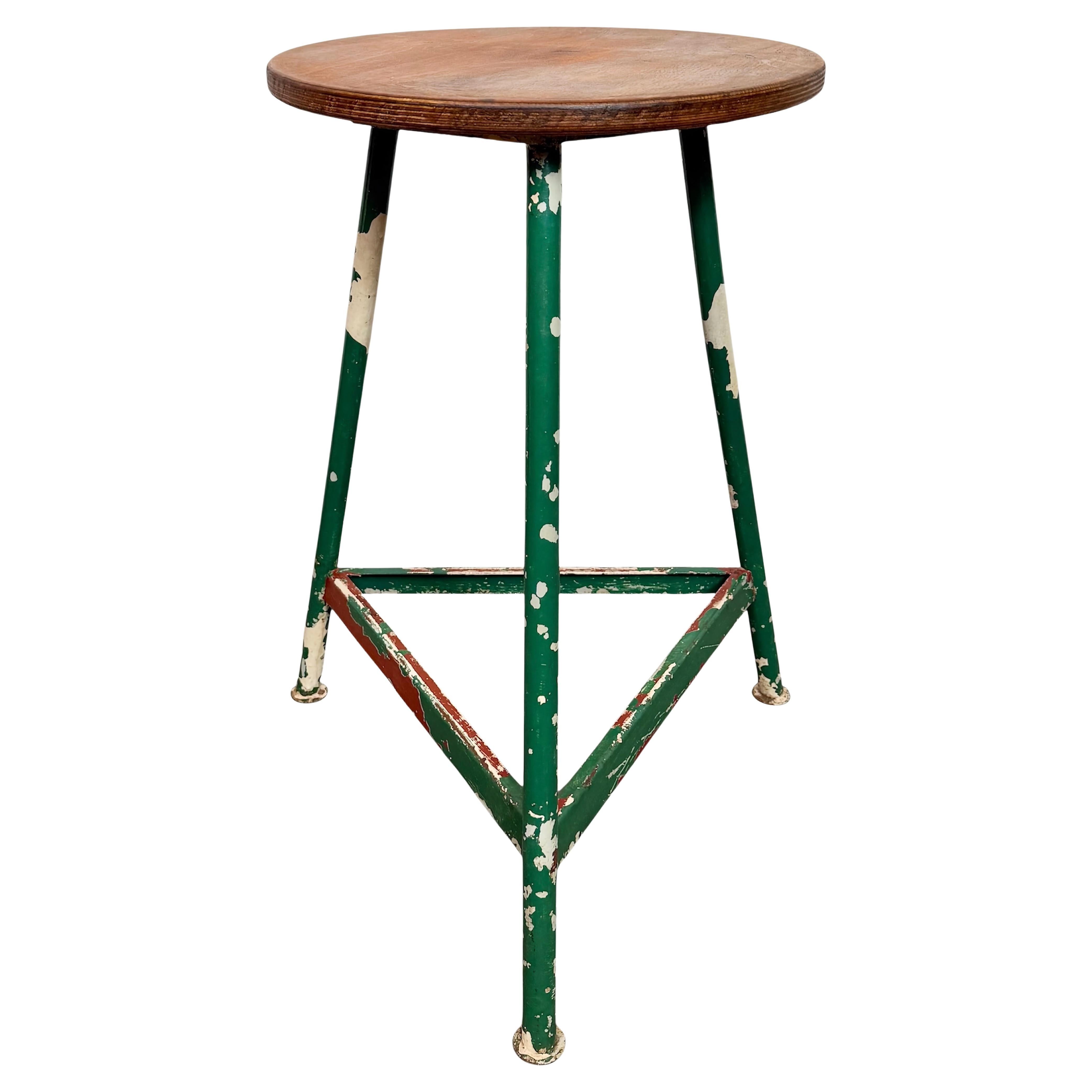 Green Industrial Workshop Stool, 1960s For Sale