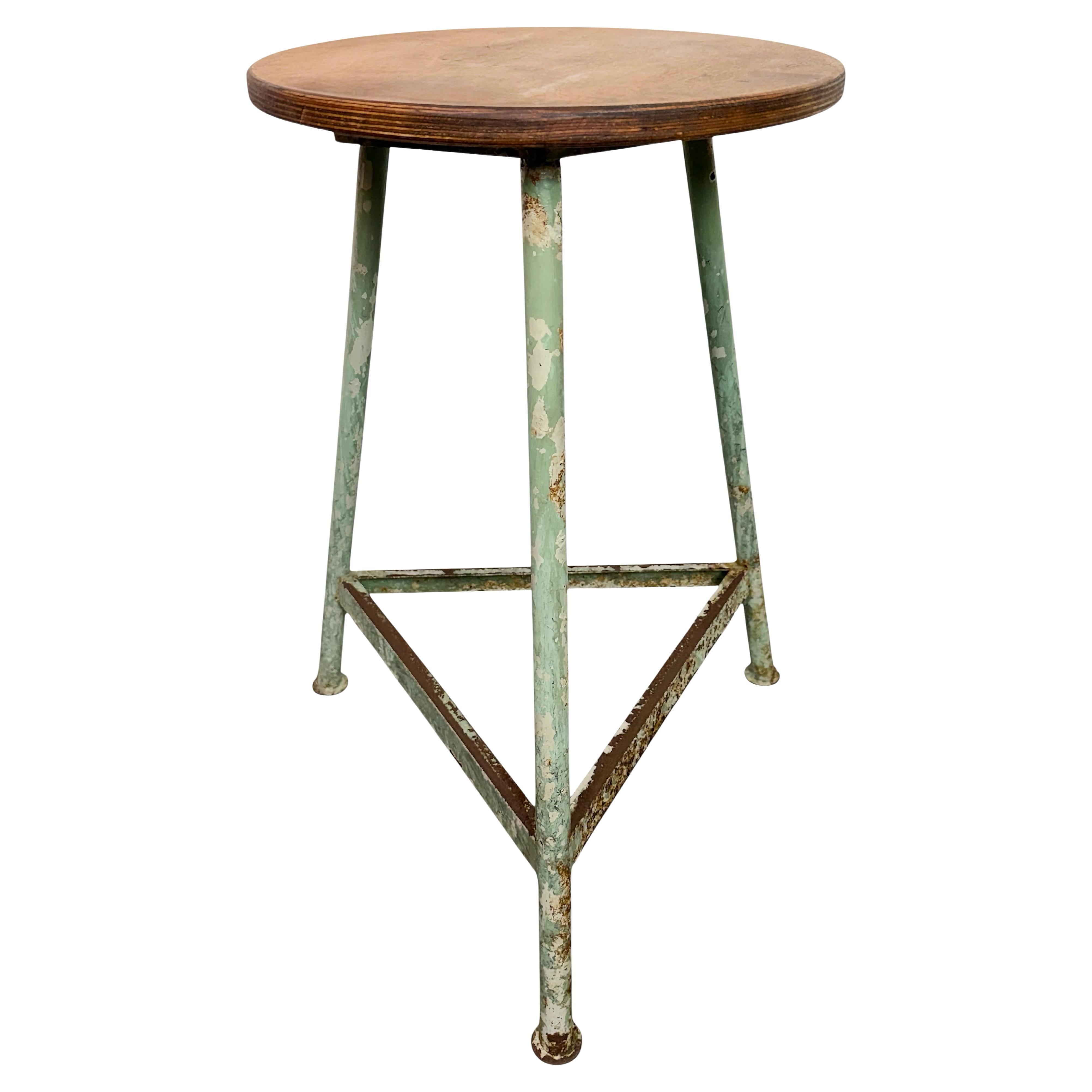 Green Industrial Workshop Stool, 1960s For Sale
