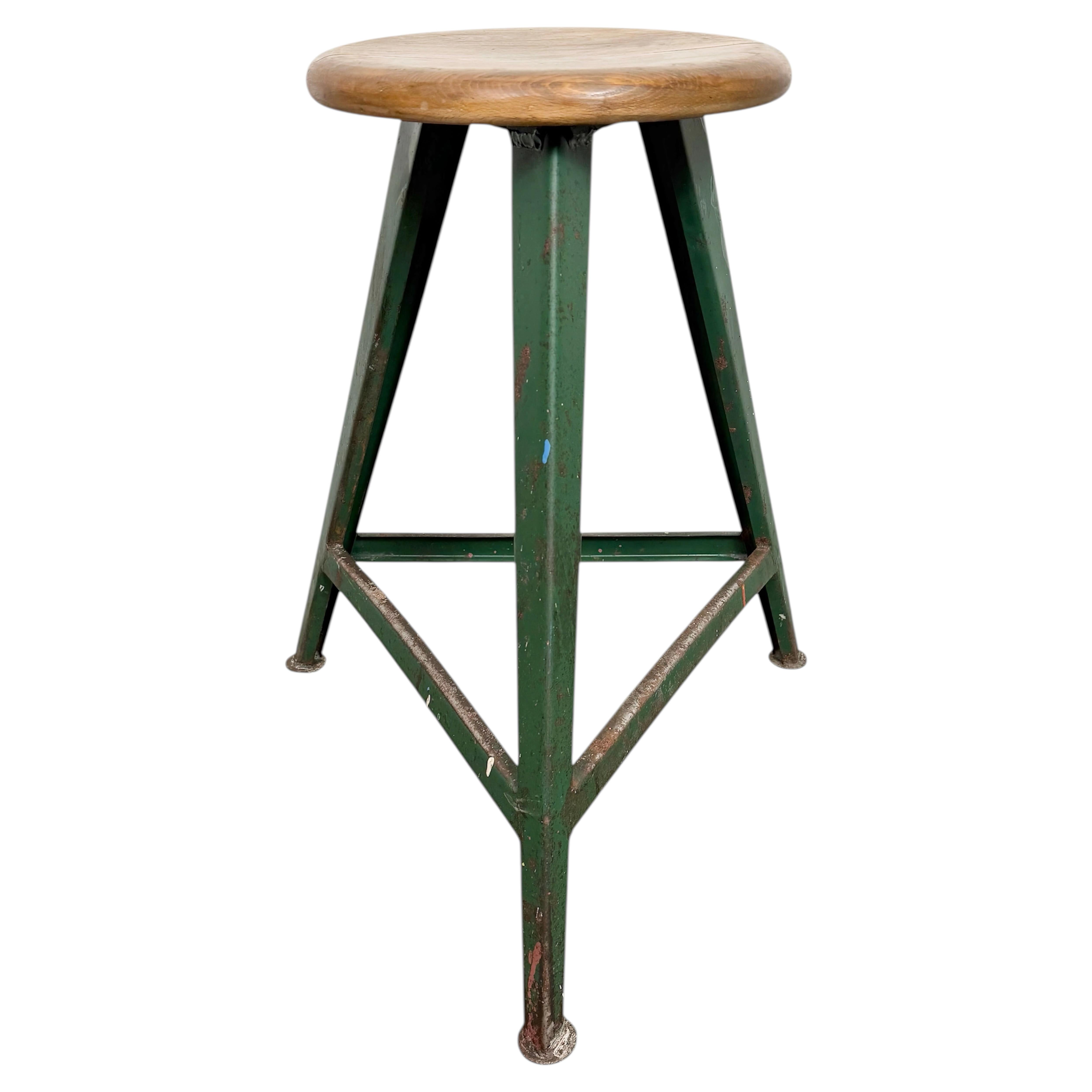 Green Industrial Workshop Stool, 1960s For Sale